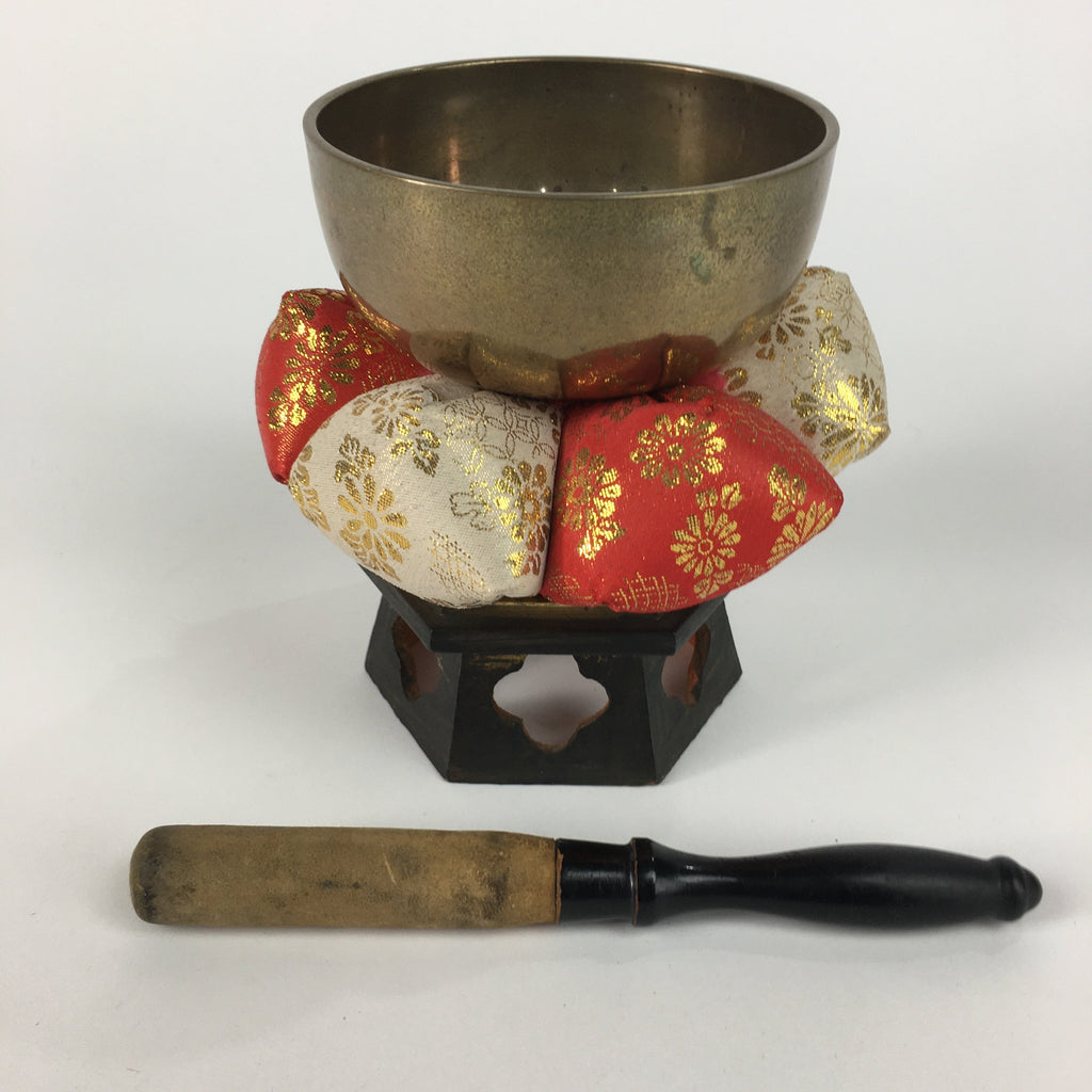 Japanese Buddhist Altar Fitting Vtg Orin Bell Singing Bowl Pillow Striker BU451
