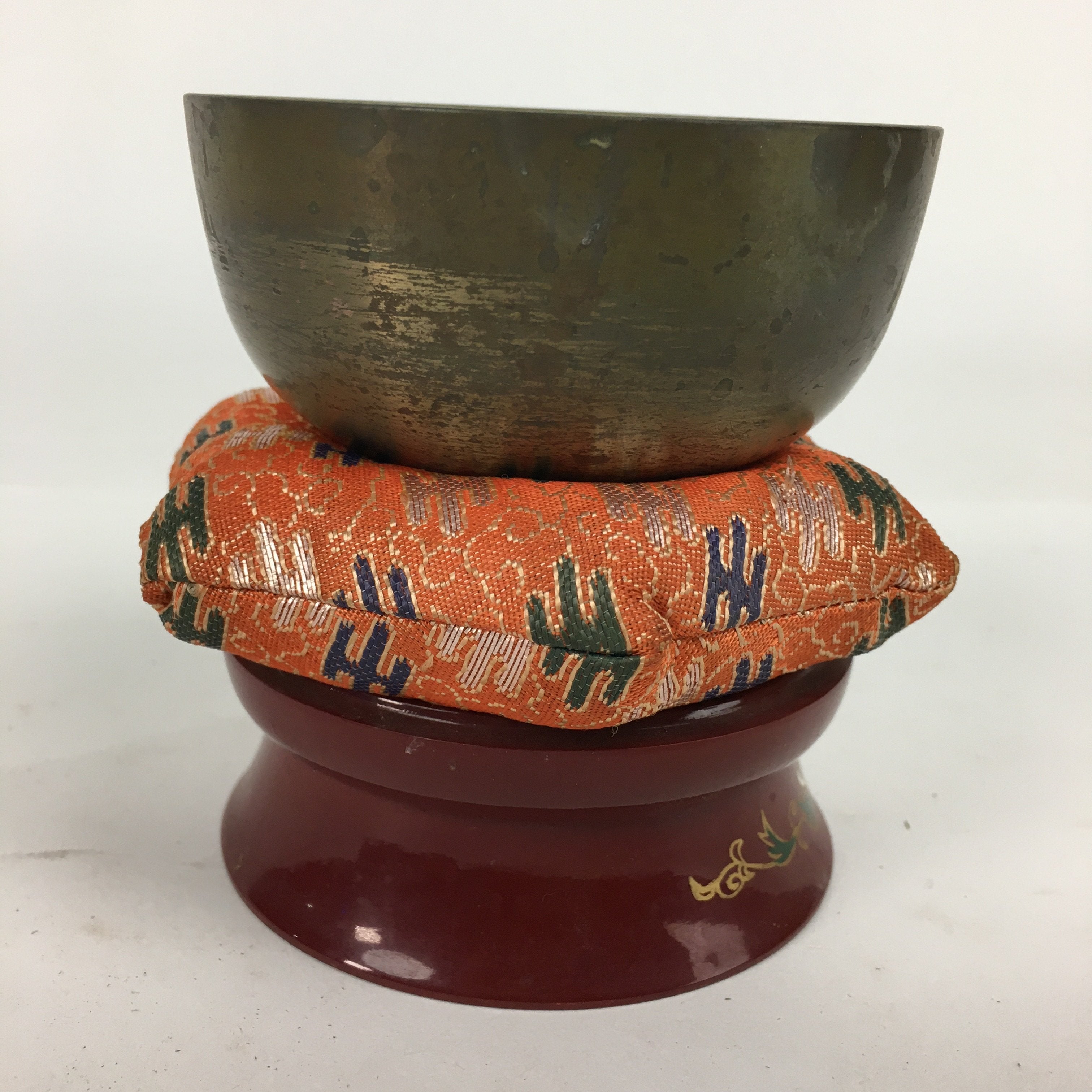 Japanese Buddhist Altar Fitting Vtg Orin Bell Singing Bowl Pillow Striker BU577