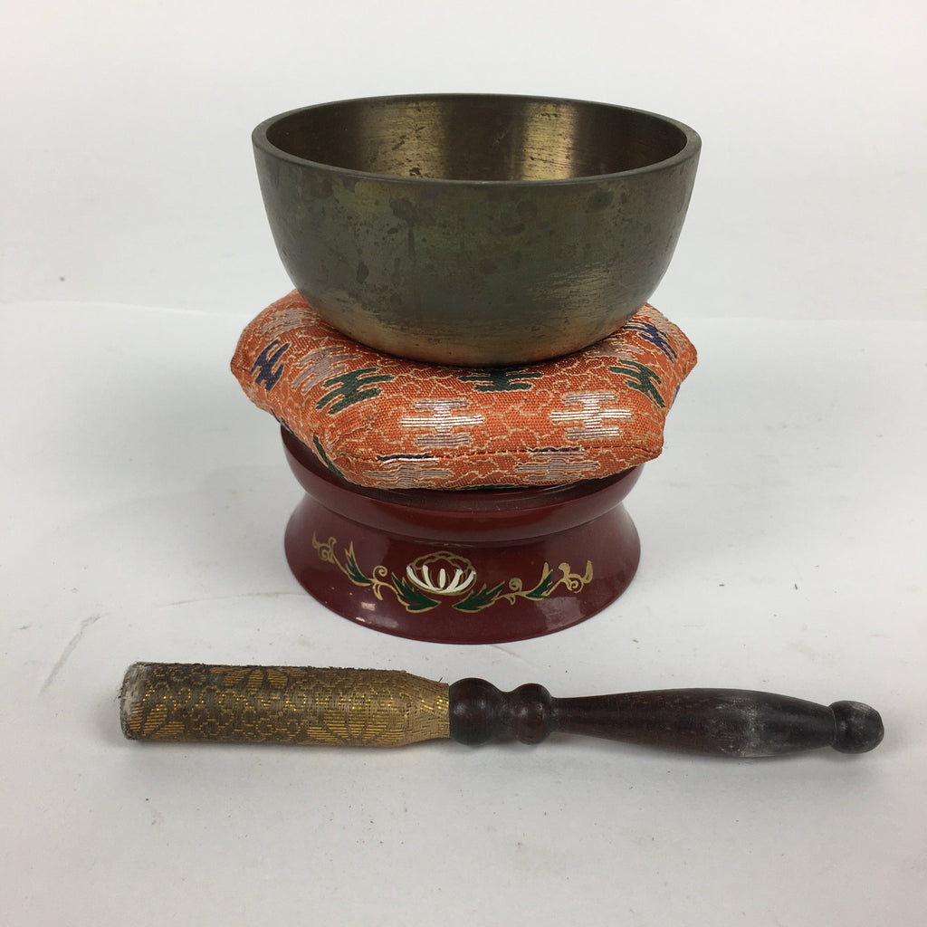 Japanese Buddhist Altar Fitting Vtg Orin Bell Singing Bowl Pillow Striker BU577