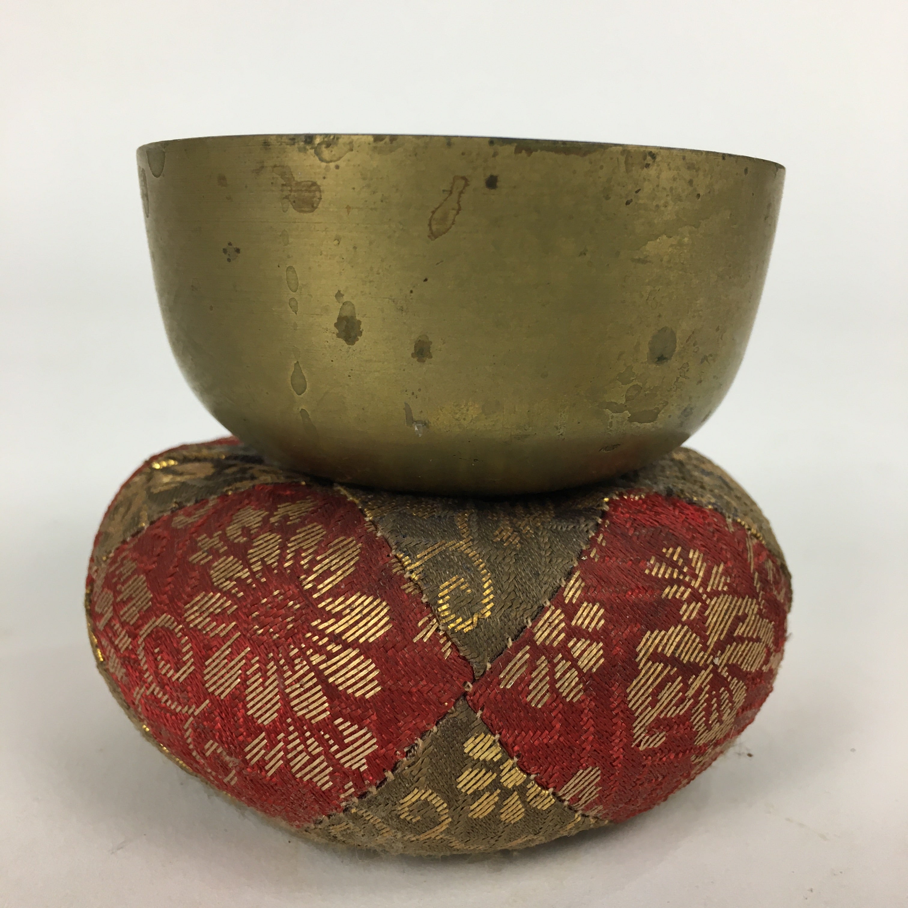 Japanese Buddhist Altar Fitting Vtg Orin Bell Singing Bowl Pillow Striker BU612