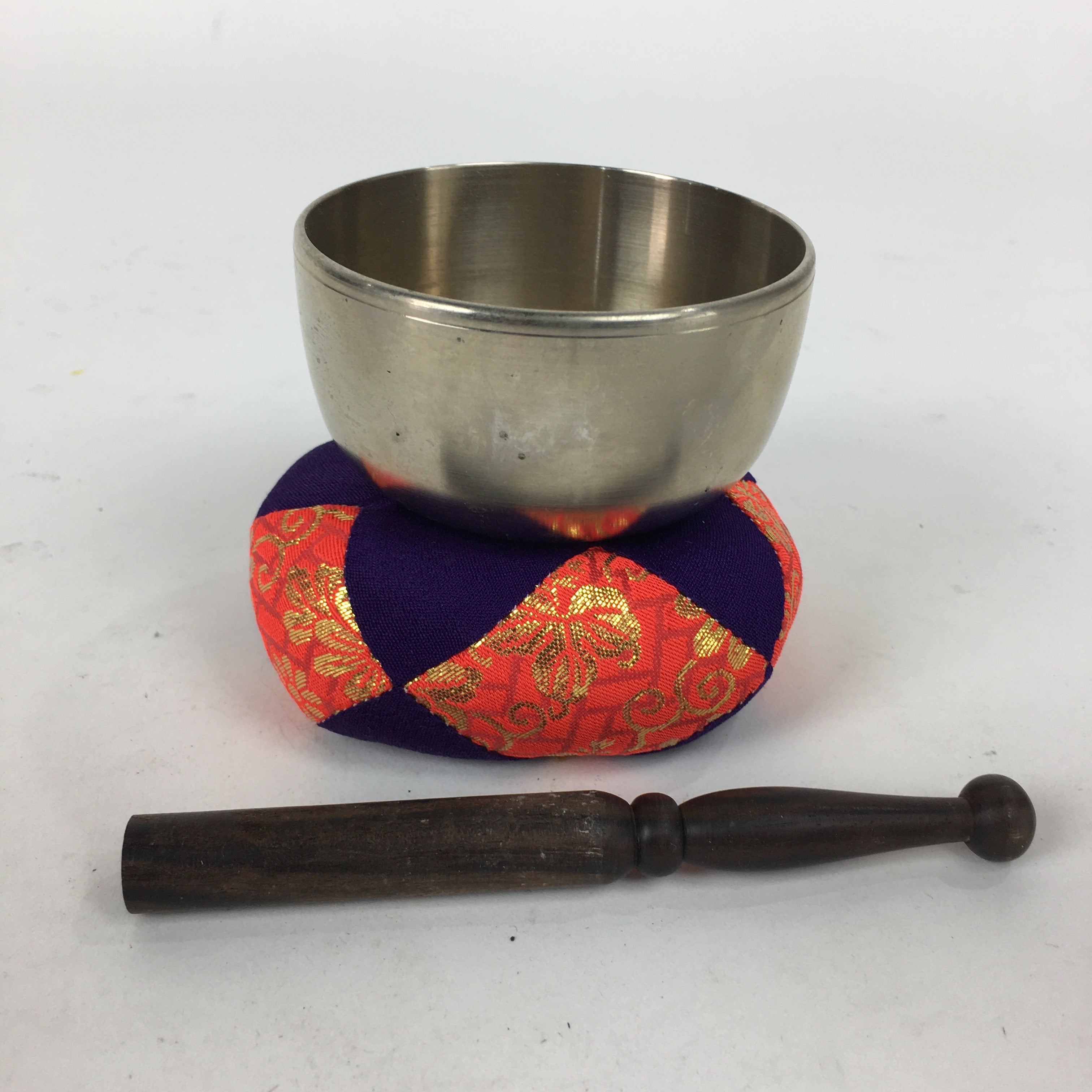 Japanese Buddhist Altar Fitting Vtg Orin Bell Singing Bowl Pillow Striker BU627
