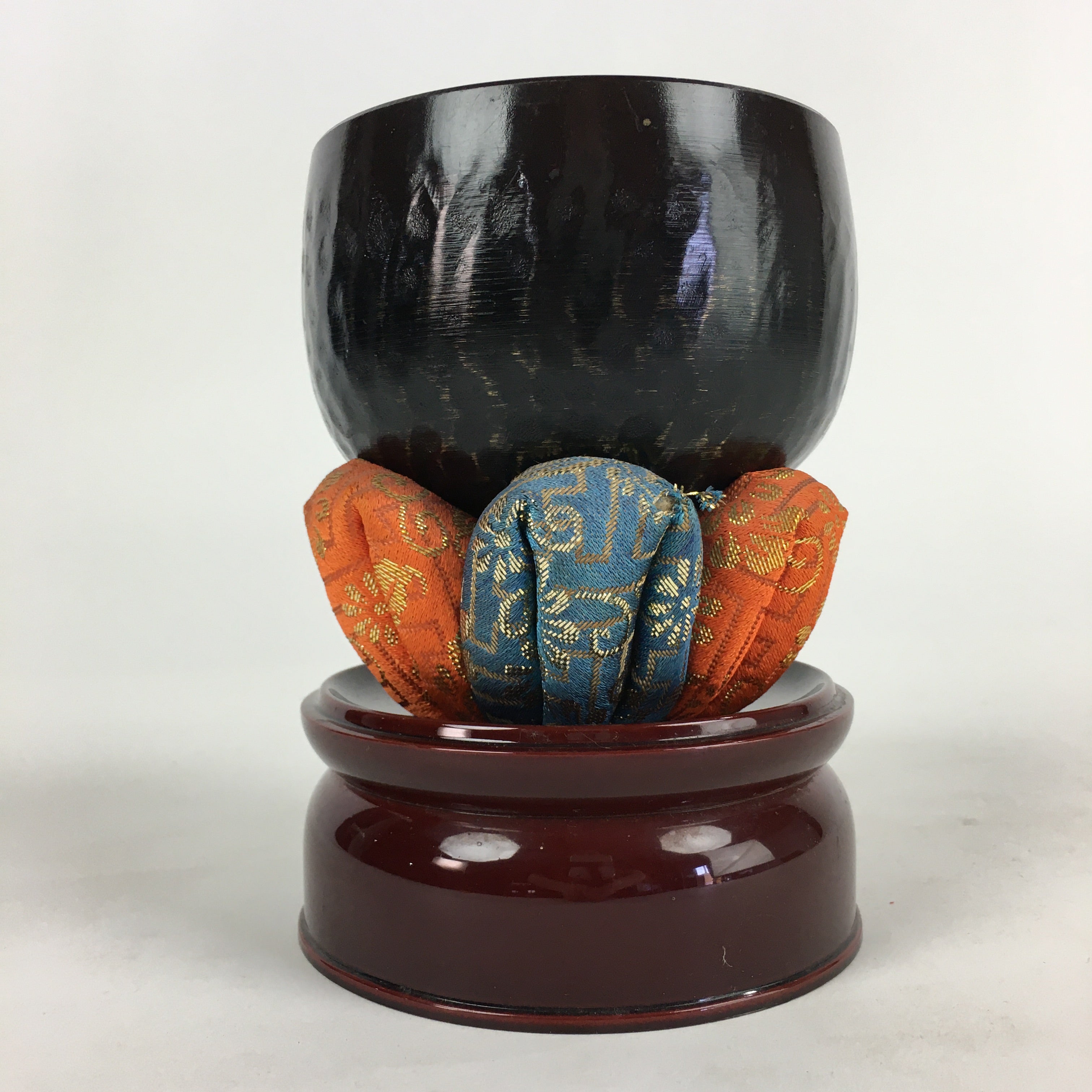 Japanese Buddhist Altar Fitting Vtg Orin Bell Singing Bowl Pillow Striker BU684