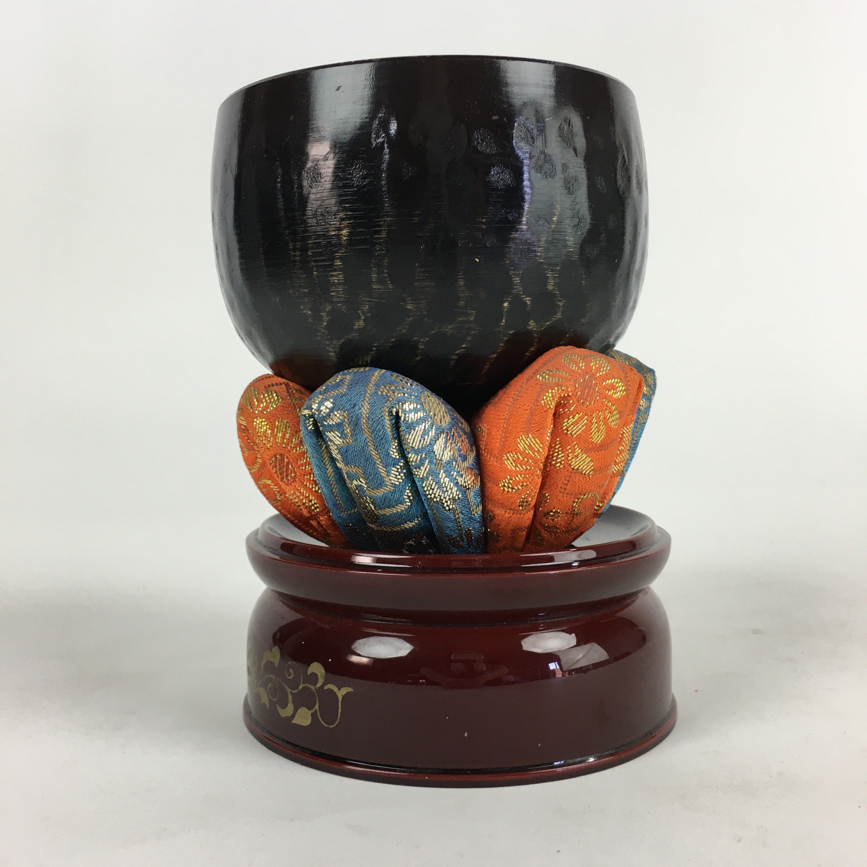 Japanese Buddhist Altar Fitting Vtg Orin Bell Singing Bowl Pillow Striker BU684