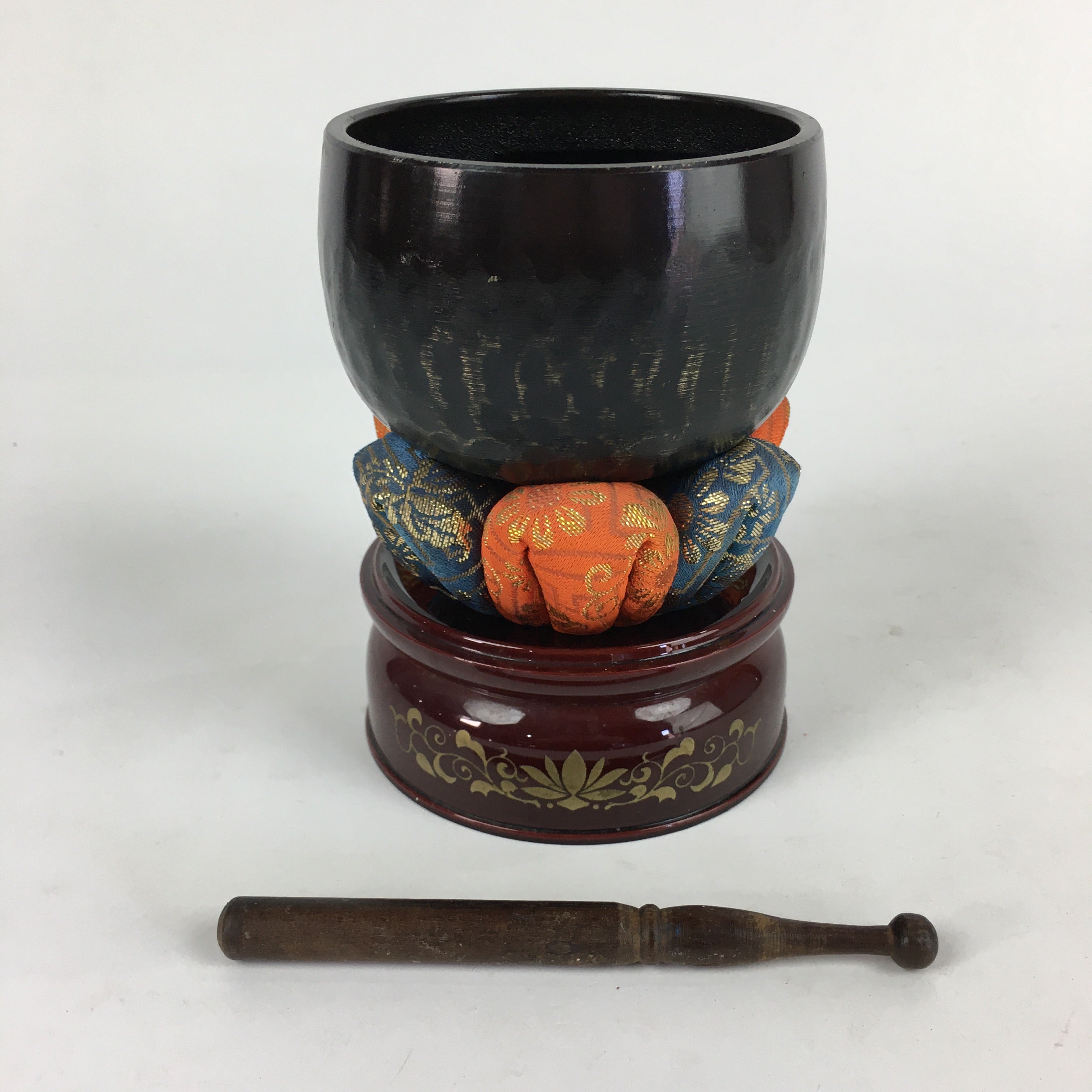 Japanese Buddhist Altar Fitting Vtg Orin Bell Singing Bowl Pillow Striker BU684