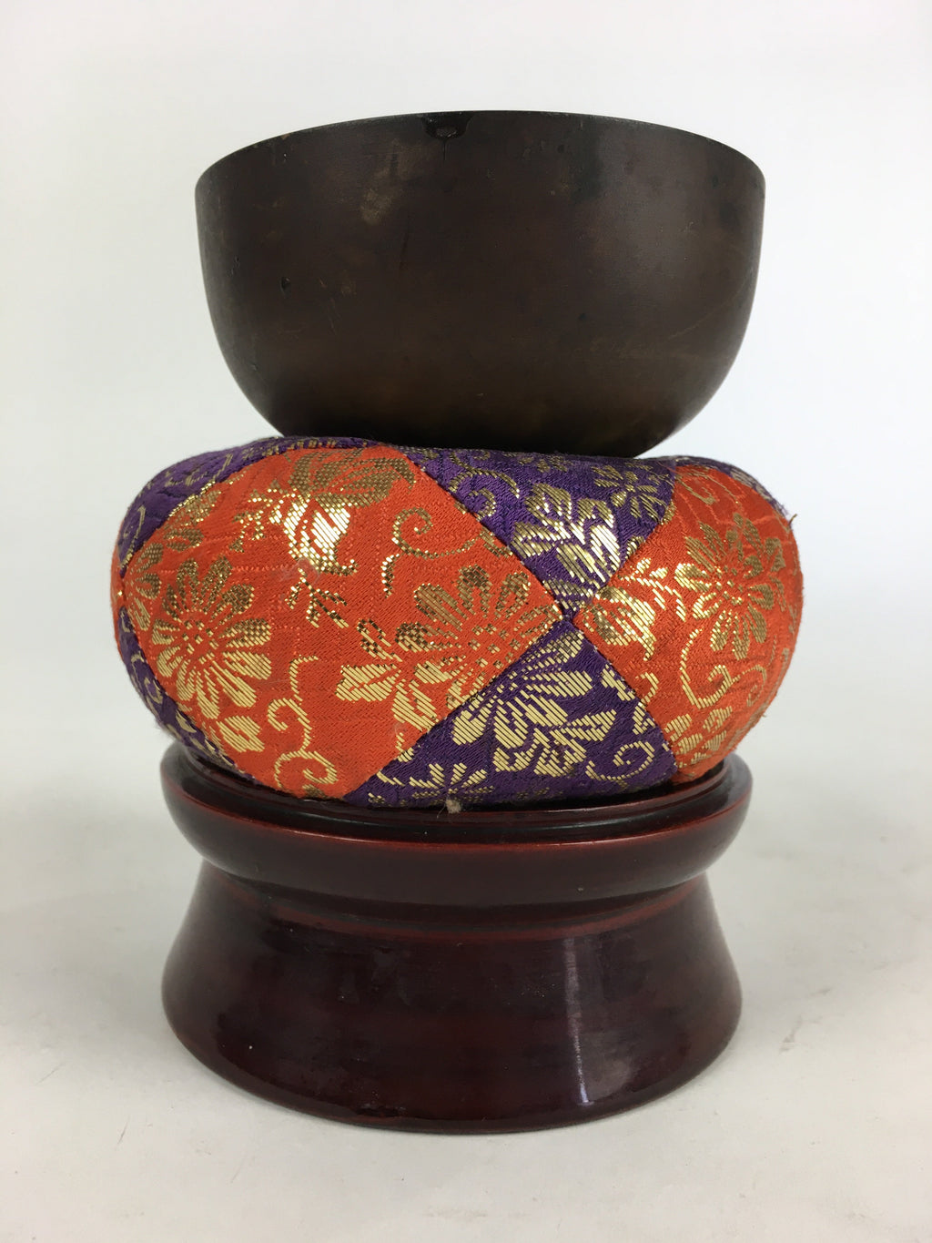 Japanese Buddhist Altar Fitting Vtg Orin Bell Singing Bowl Pillow Striker BU717