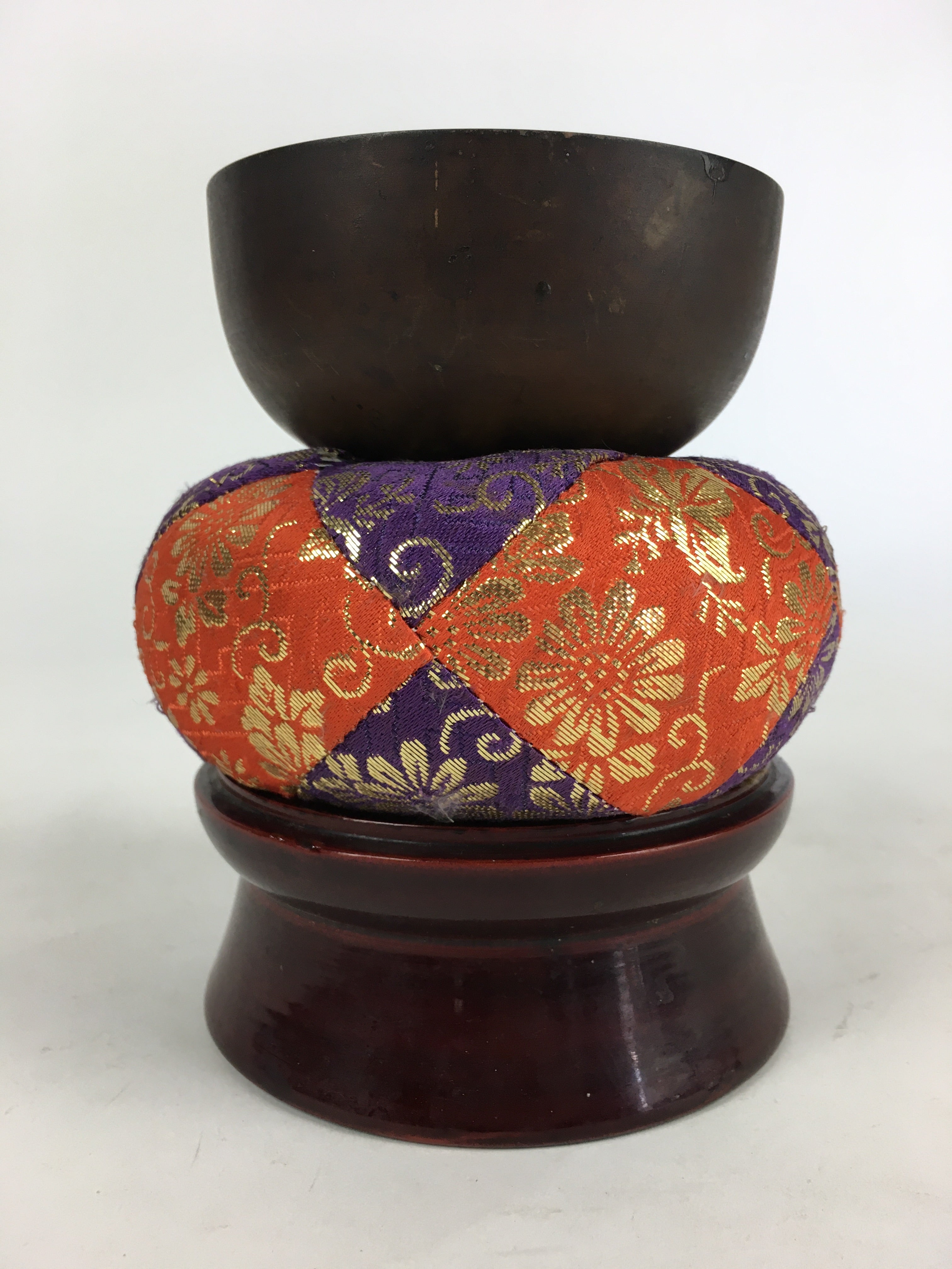 Japanese Buddhist Altar Fitting Vtg Orin Bell Singing Bowl Pillow Striker BU717