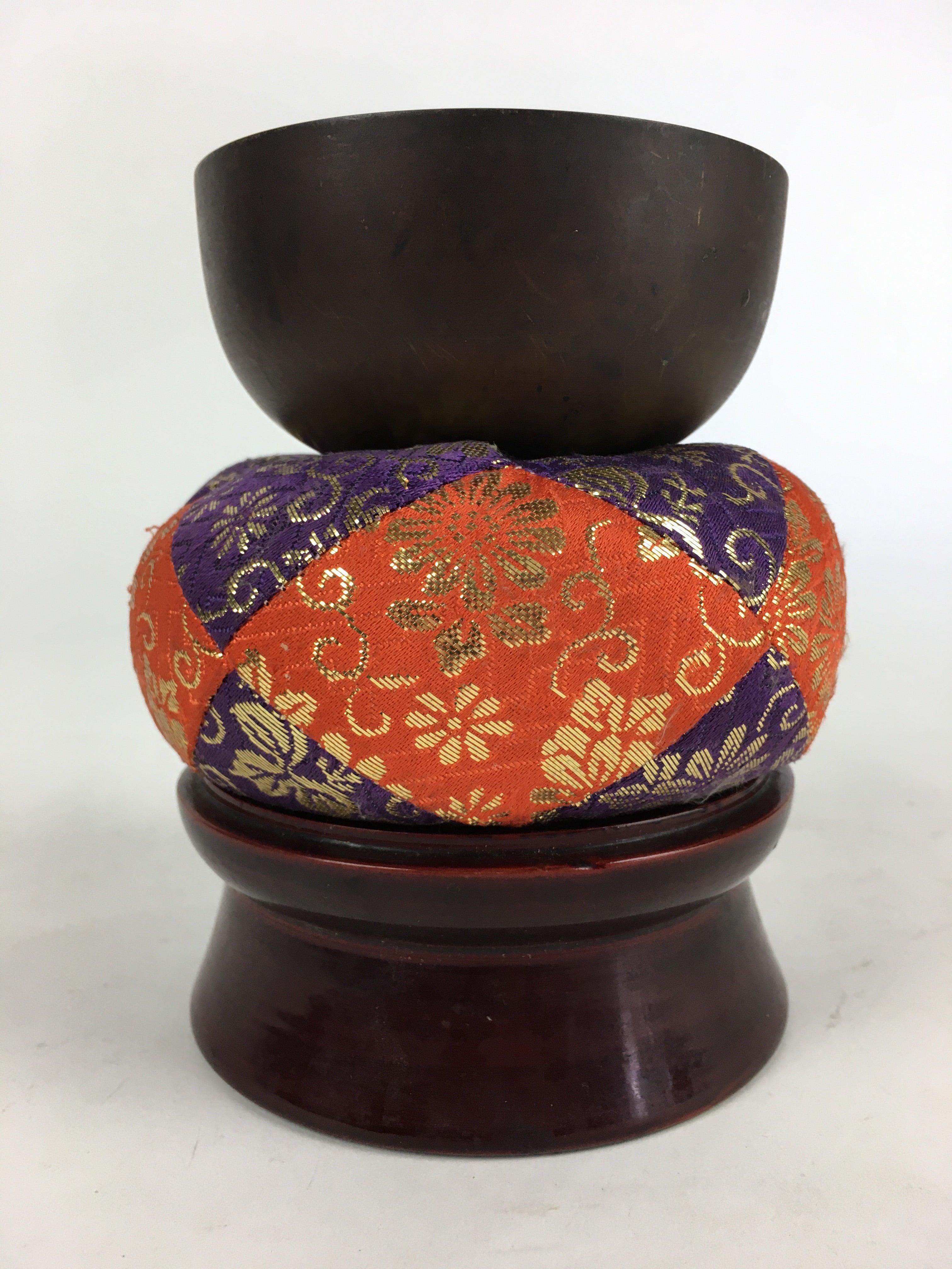 Japanese Buddhist Altar Fitting Vtg Orin Bell Singing Bowl Pillow Striker BU717