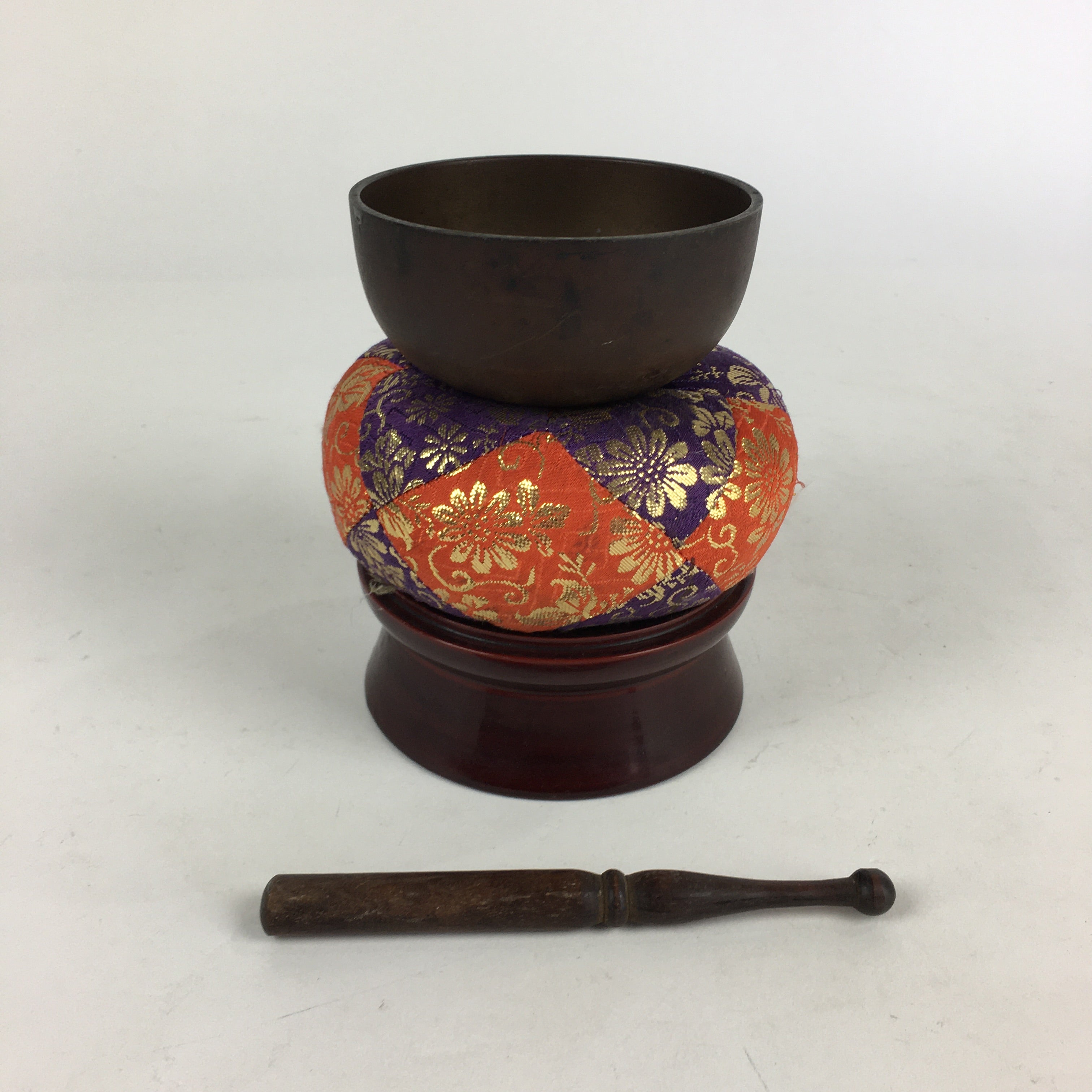 Japanese Buddhist Altar Fitting Vtg Orin Bell Singing Bowl Pillow Striker BU717