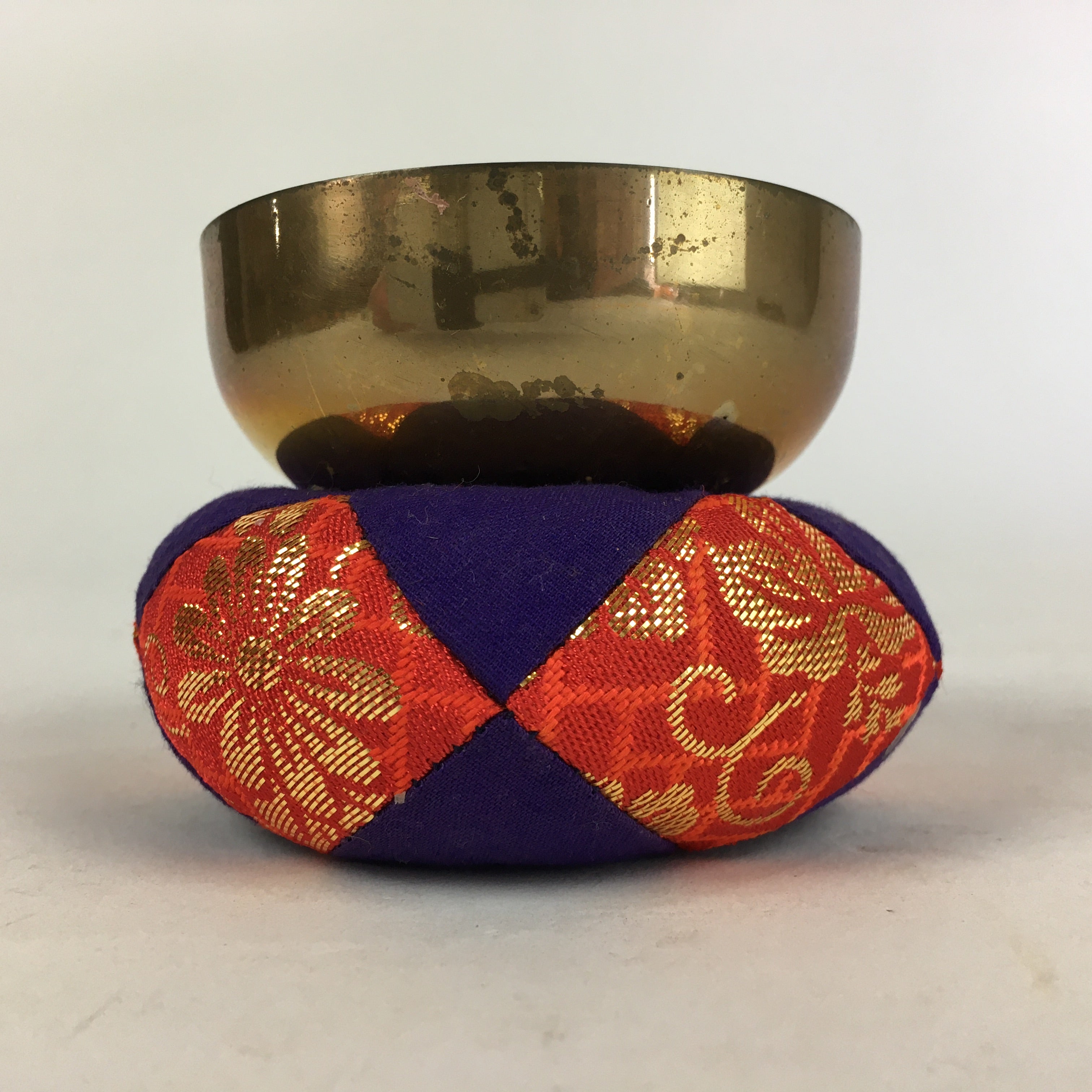 Japanese Buddhist Altar Fitting Vtg Orin Bell Singing Bowl Pillow Striker BU721