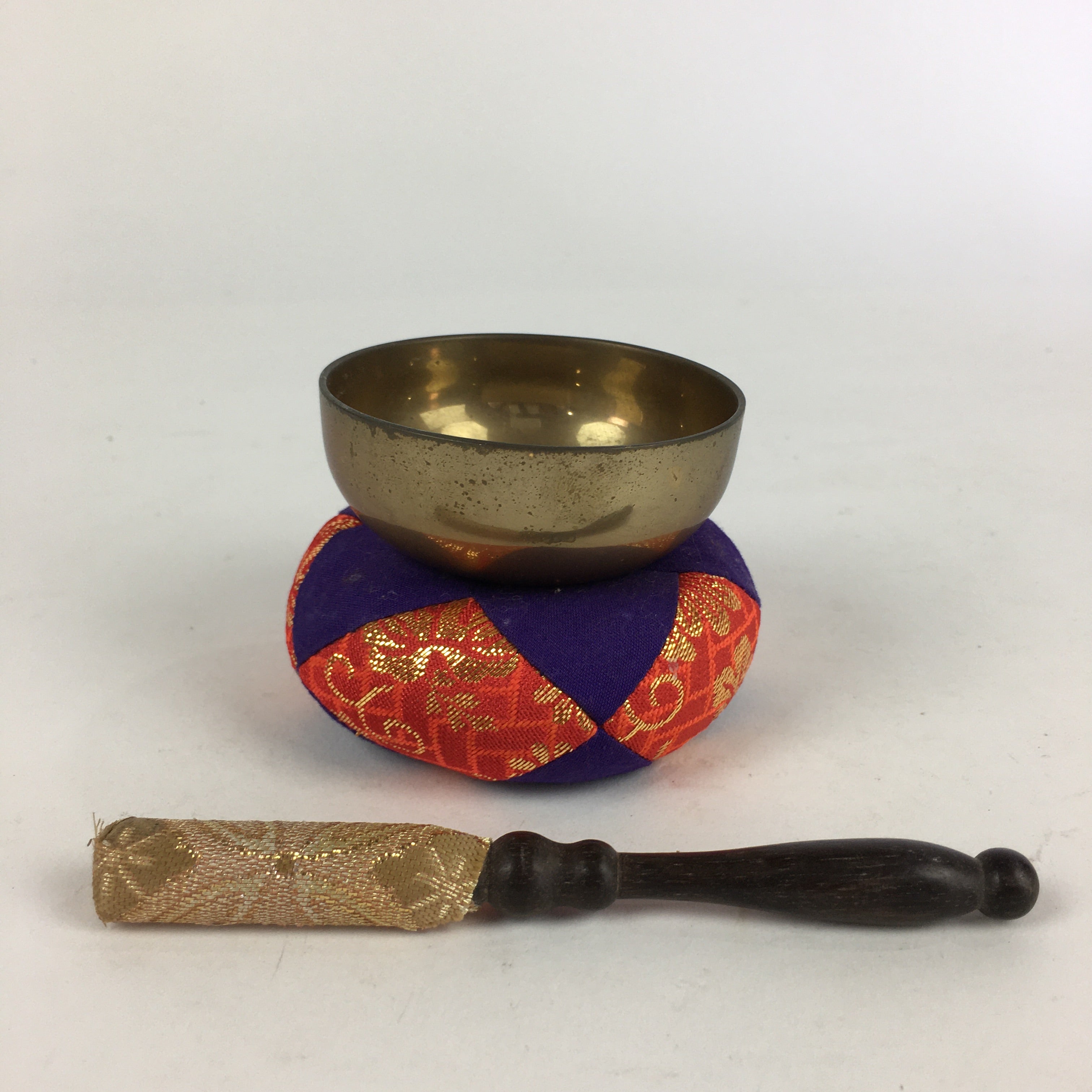 Japanese Buddhist Altar Fitting Vtg Orin Bell Singing Bowl Pillow Striker BU721