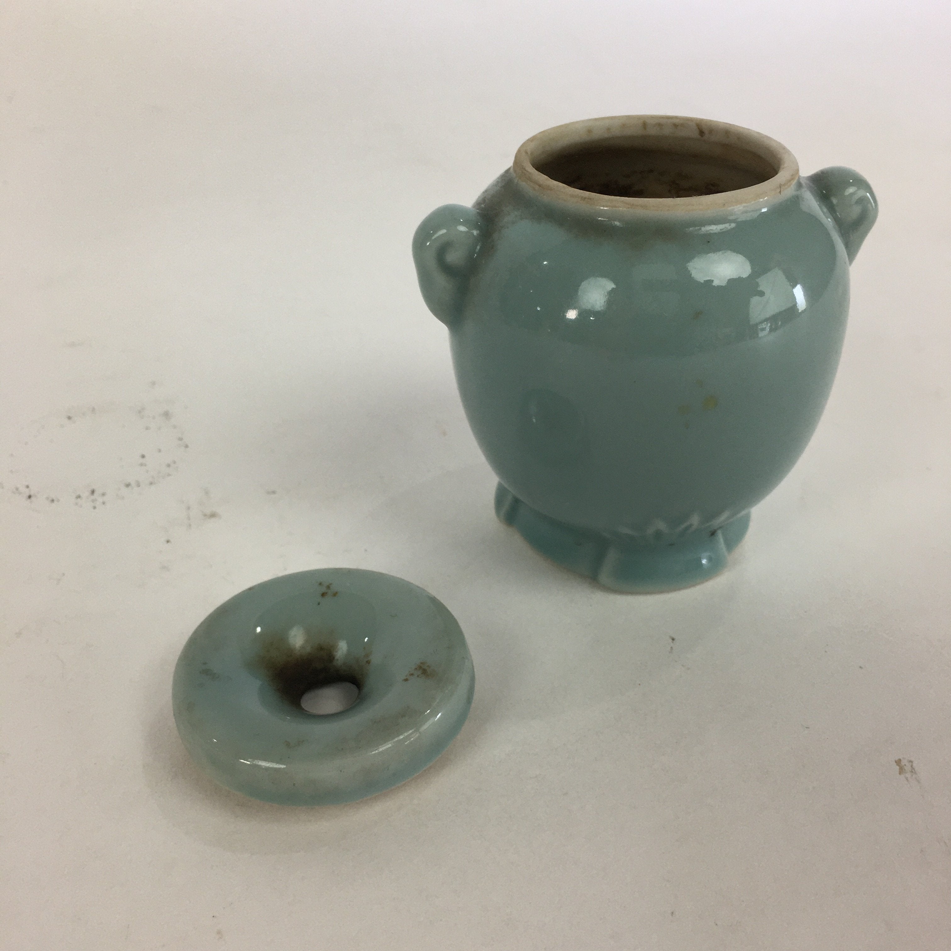 Japanese Buddhist Altar Fitting Vtg Porcelain Match Disposal Case Butsugu BU519