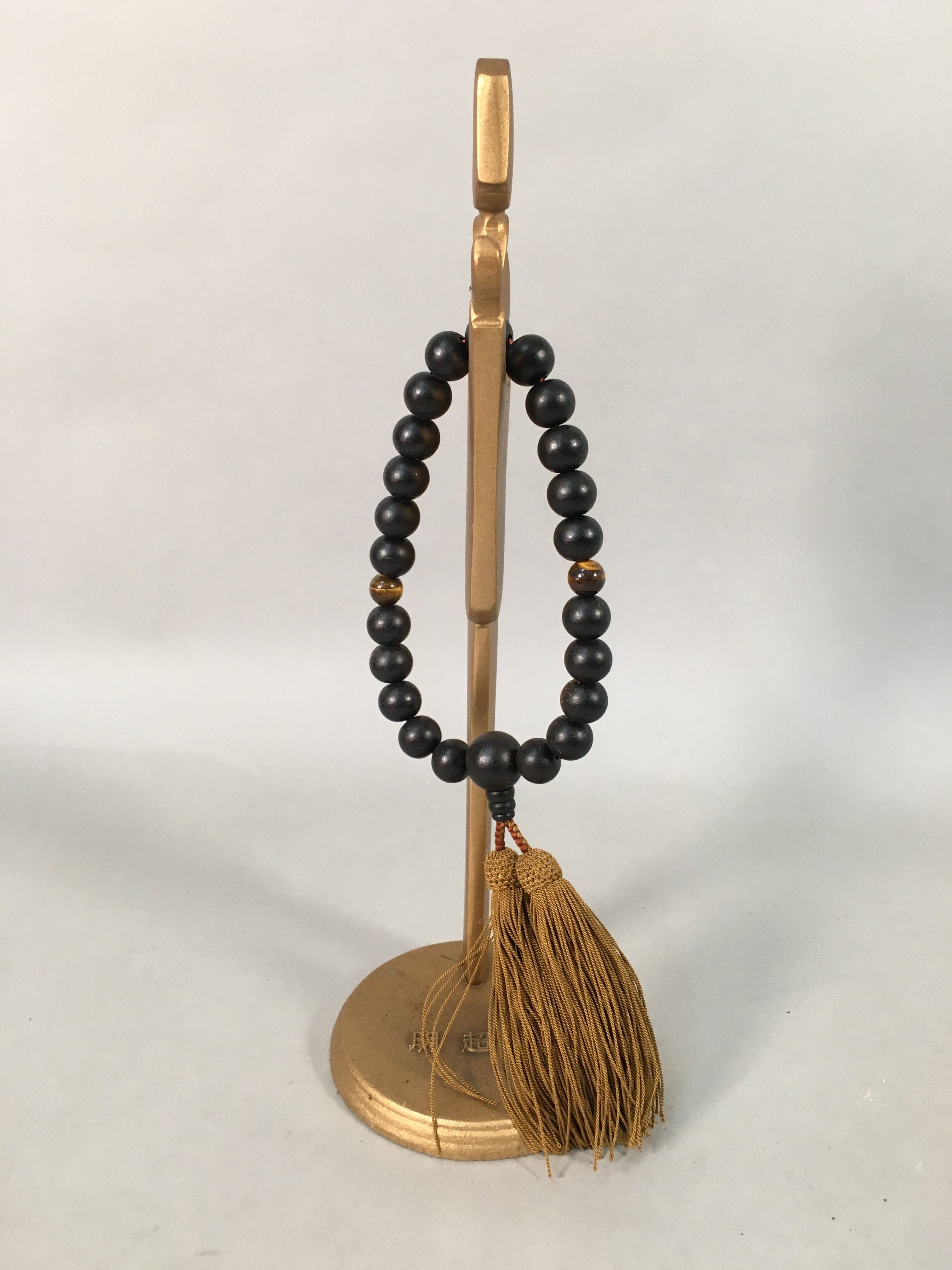 Japanese Buddhist Altar Fitting Vtg Prayer Beads Juzu Stand Butsudan Gold BU362