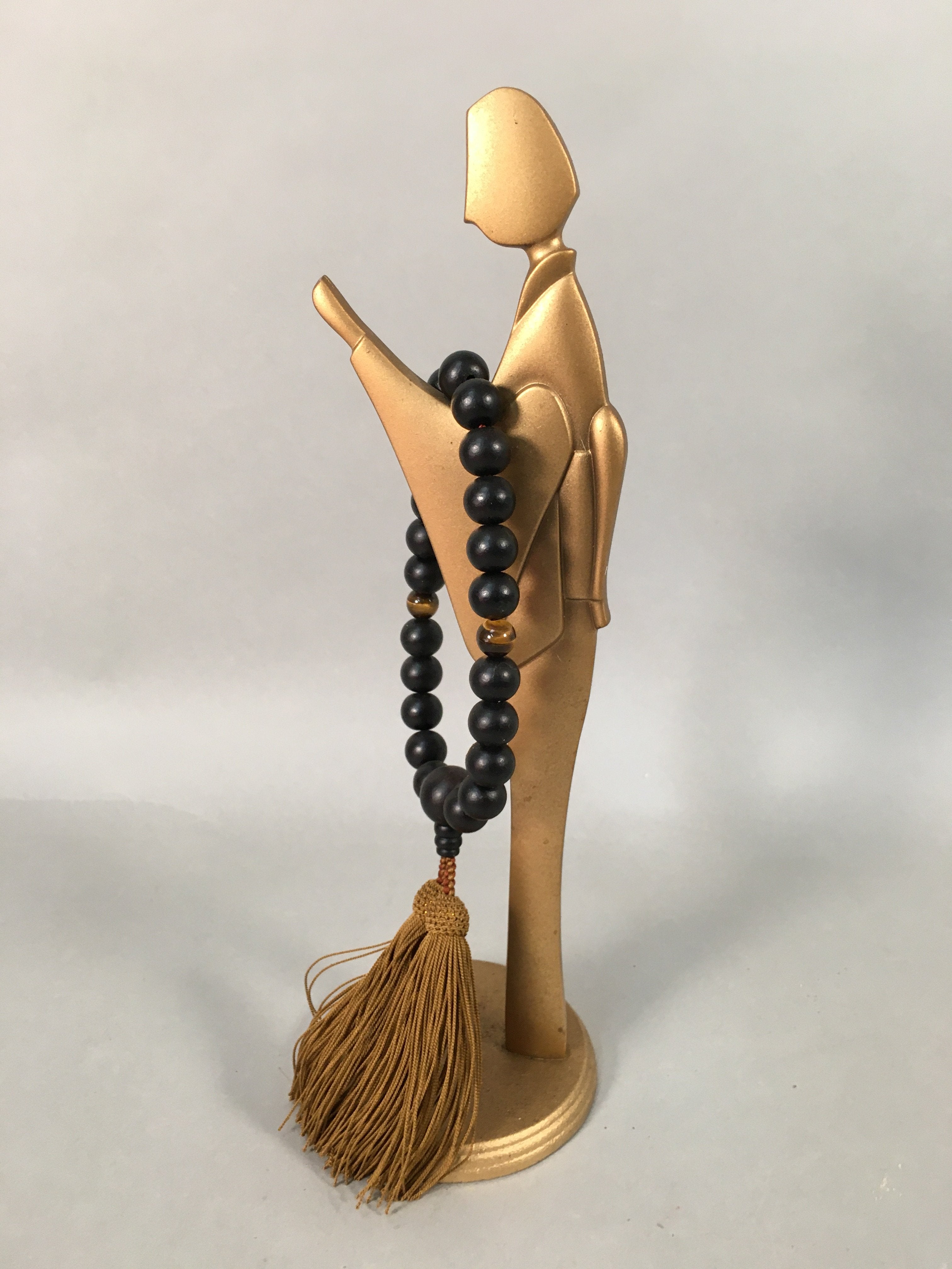Japanese Buddhist Altar Fitting Vtg Prayer Beads Juzu Stand Butsudan Gold BU362