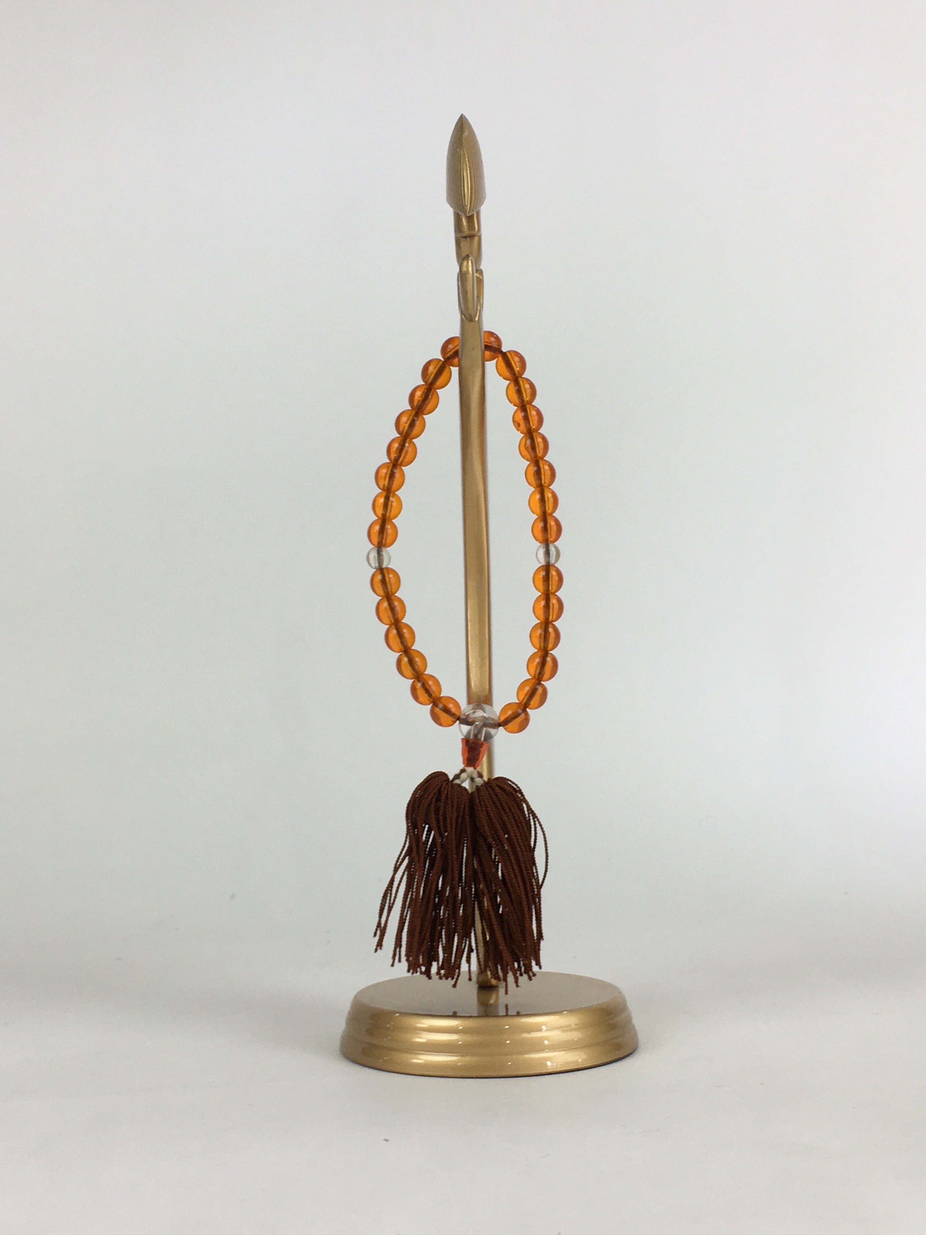 Japanese Buddhist Altar Fitting Vtg Prayer Beads Juzu Stand Butsudan Gold BU661