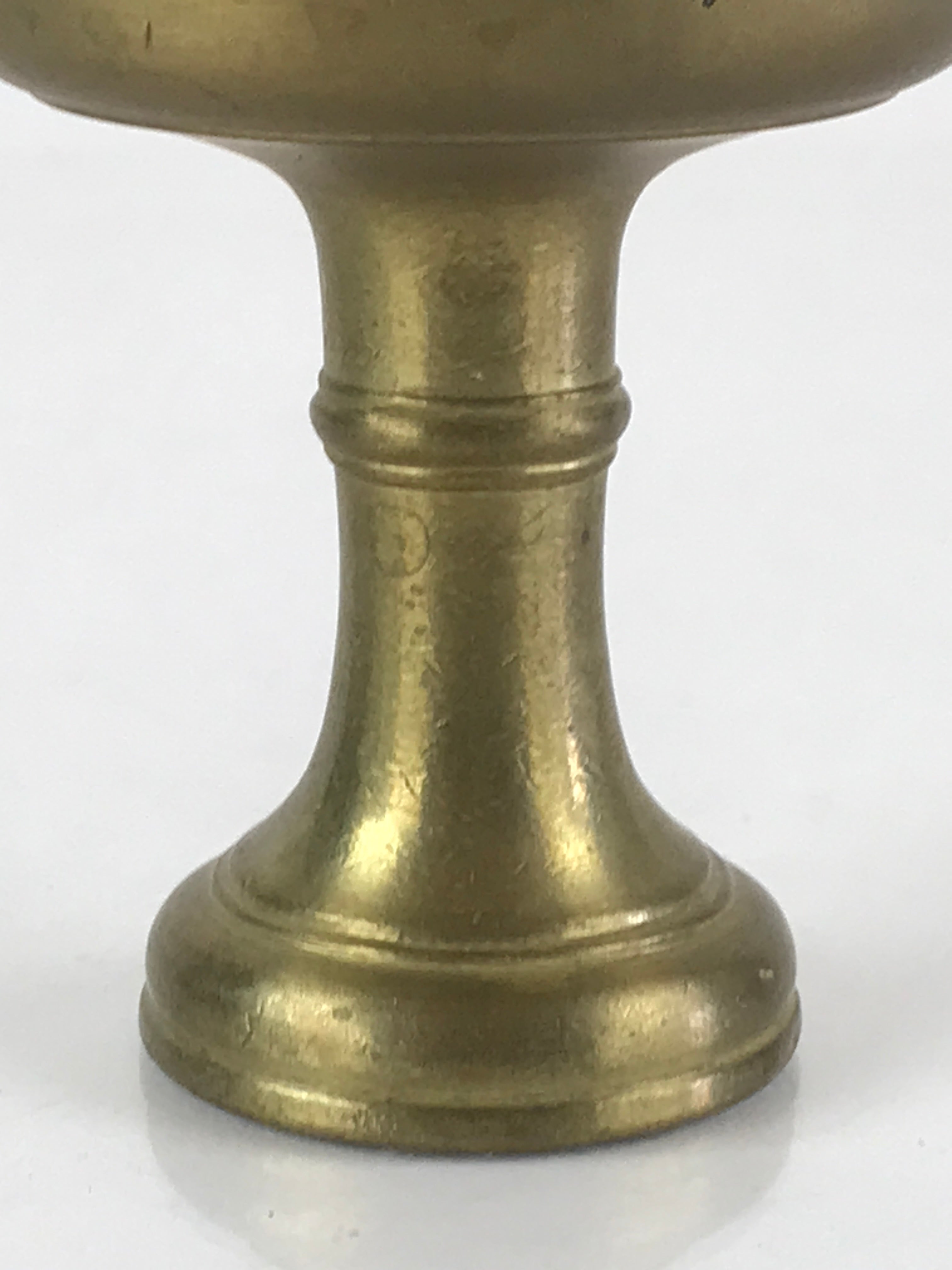 Japanese Buddhist Altar Fitting Vtg Rice Offering Cup Brass Butsudan BU795