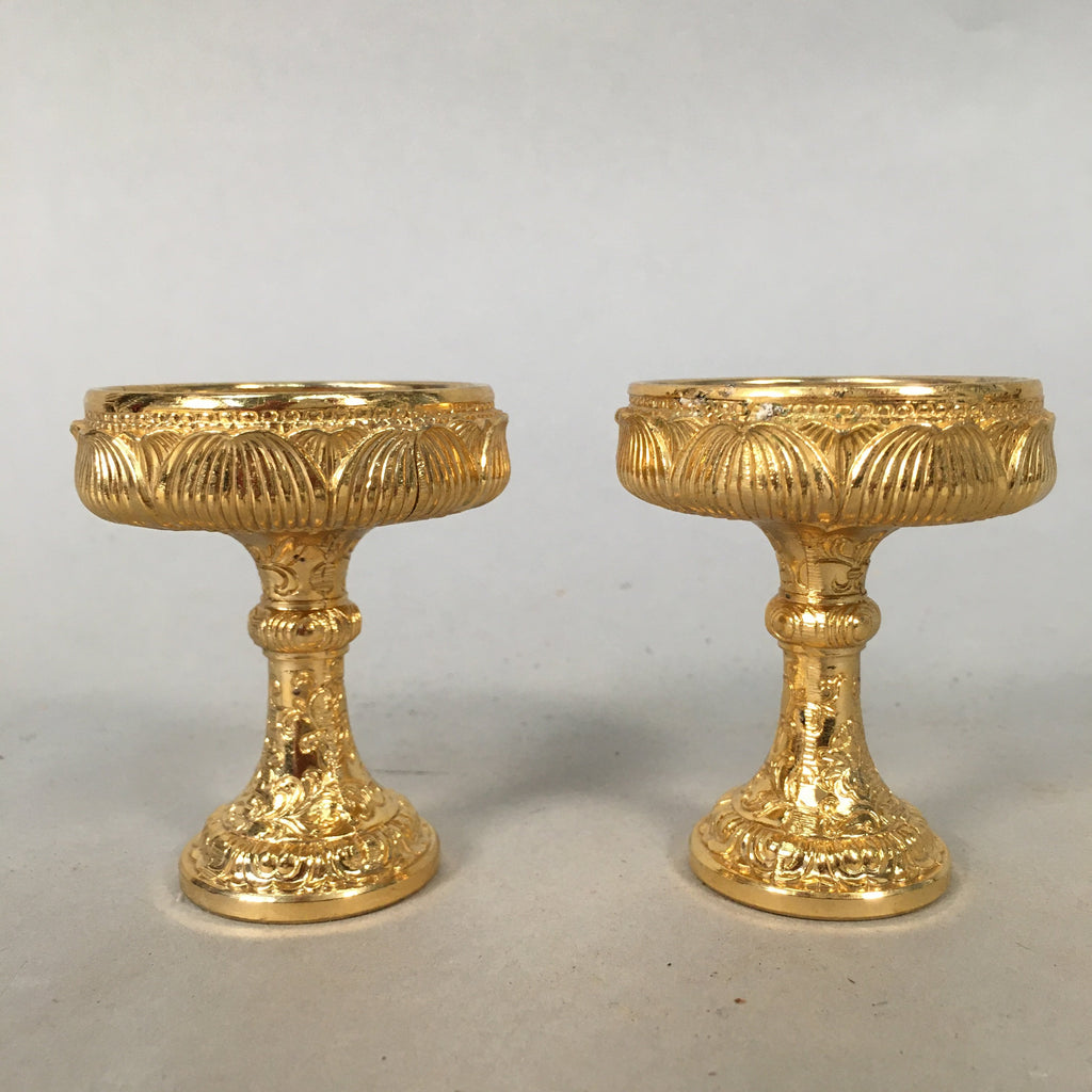 Japanese Buddhist Altar Fitting Vtg Rice Offering Cup Gold Plated Butsudan BU306
