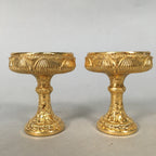 Japanese Buddhist Altar Fitting Vtg Rice Offering Cup Gold Plated Butsudan BU306