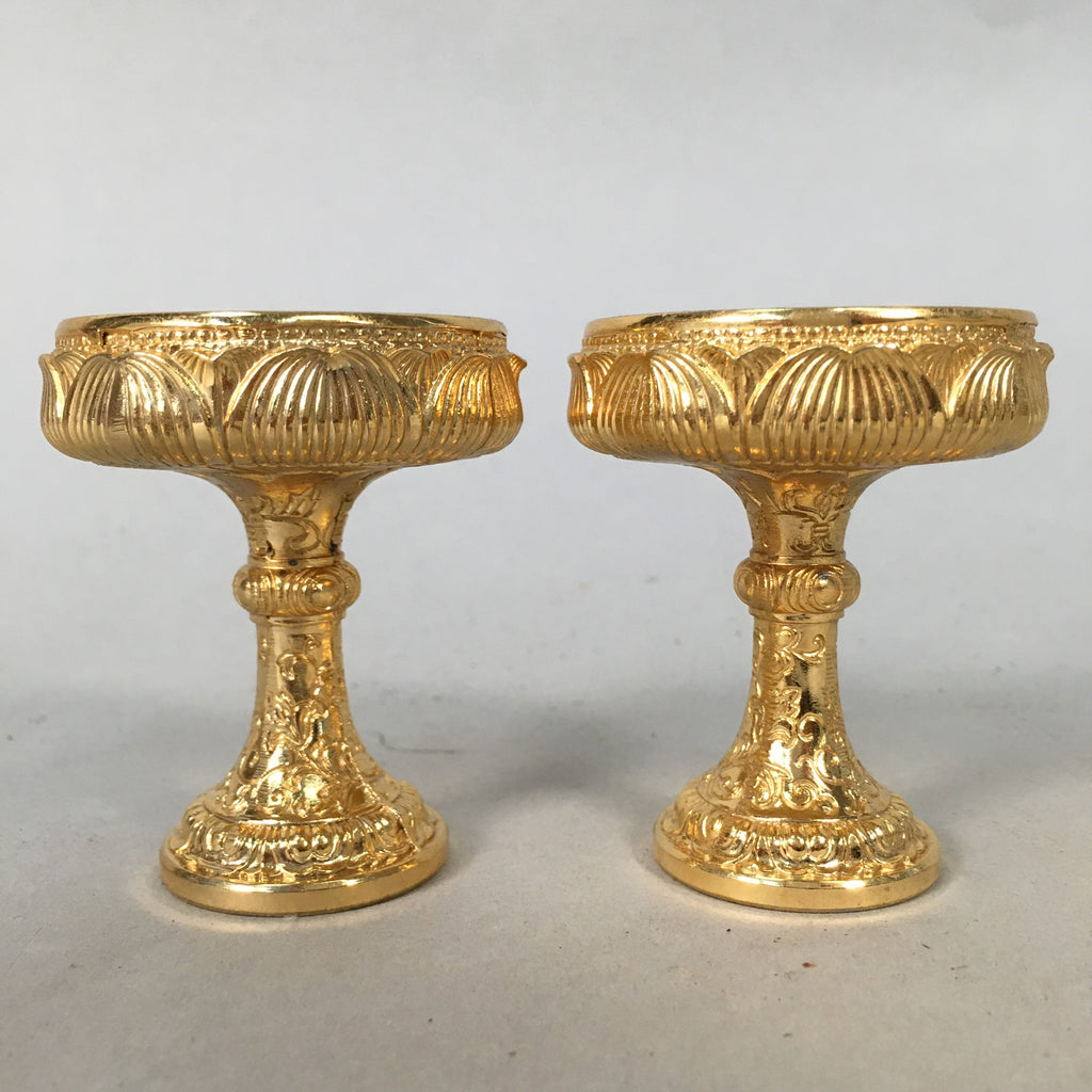 Japanese Buddhist Altar Fitting Vtg Rice Offering Cup Gold Plated Butsudan BU306