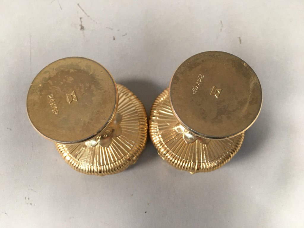Japanese Buddhist Altar Fitting Vtg Rice Offering Cup Gold Plated Butsudan BU306