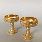 Japanese Buddhist Altar Fitting Vtg Rice Offering Cup Gold Plated Butsudan BU306