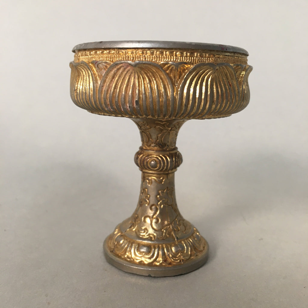 Japanese Buddhist Altar Fitting Vtg Rice Offering Cup Gold Plated Butsudan BU311