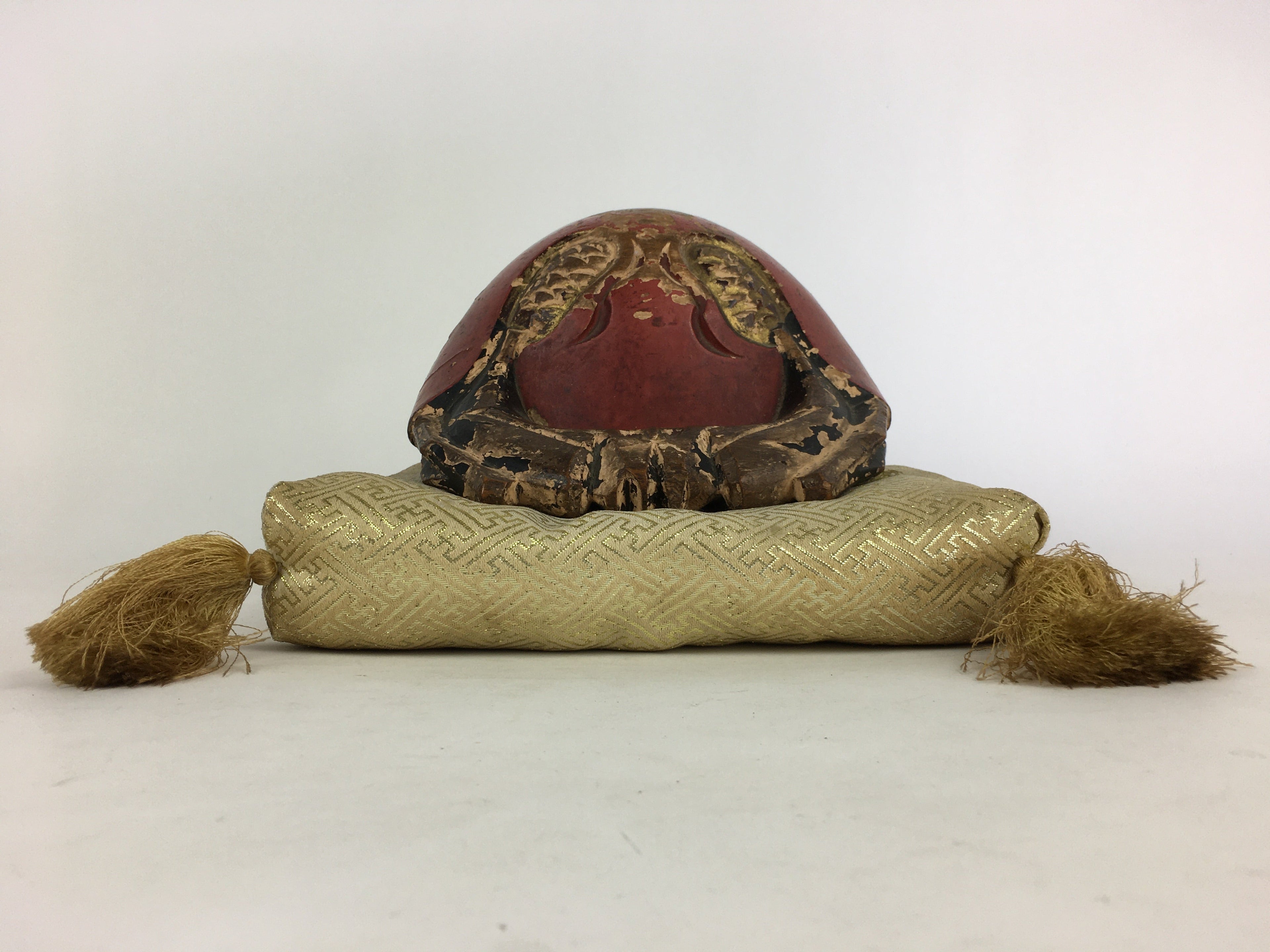 Japanese Buddhist Altar Fitting Vtg Wood Carving Drum Mokugyo BU729