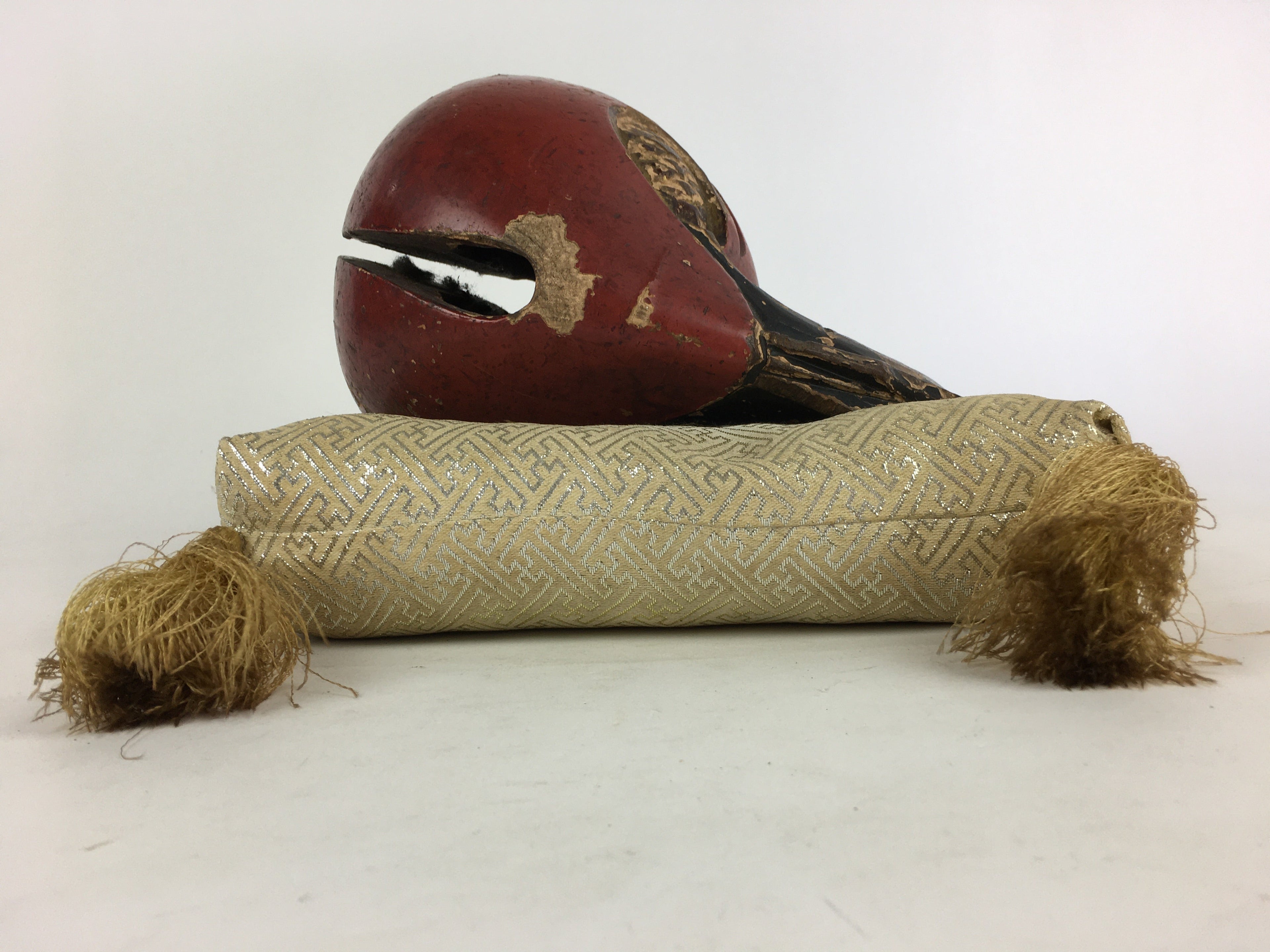 Japanese Buddhist Altar Fitting Vtg Wood Carving Drum Mokugyo BU729