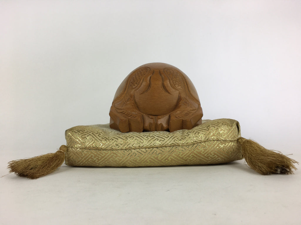 Japanese Buddhist Altar Fitting Vtg Wood Carving Drum Mokugyo BU731