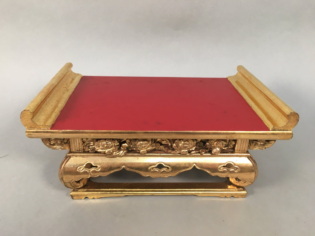 Japanese Buddhist Altar Fitting Vtg Wood Lacquer Offering Table Kyozukue BU316