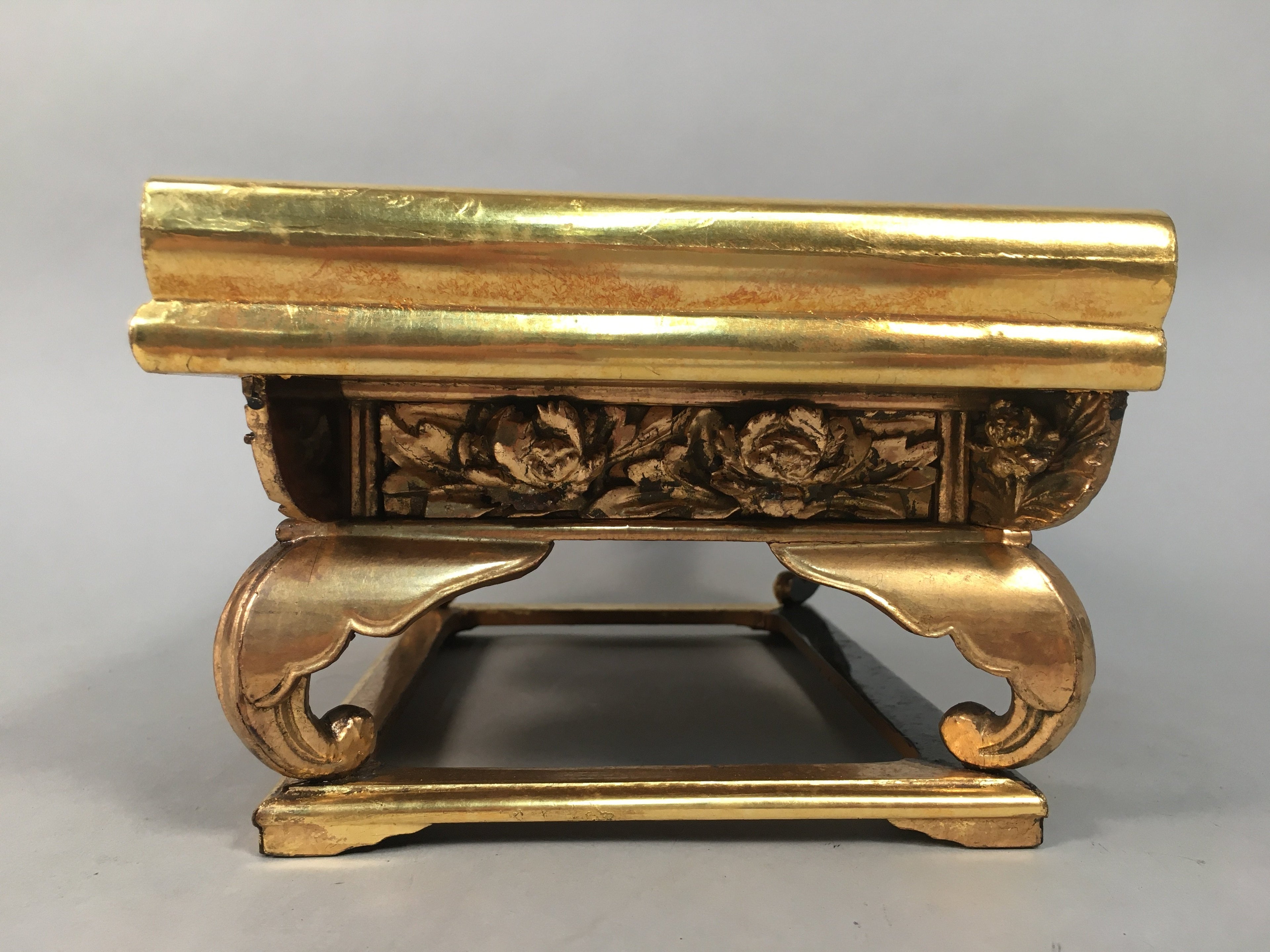 Japanese Buddhist Altar Fitting Vtg Wood Lacquer Offering Table Kyozukue BU316
