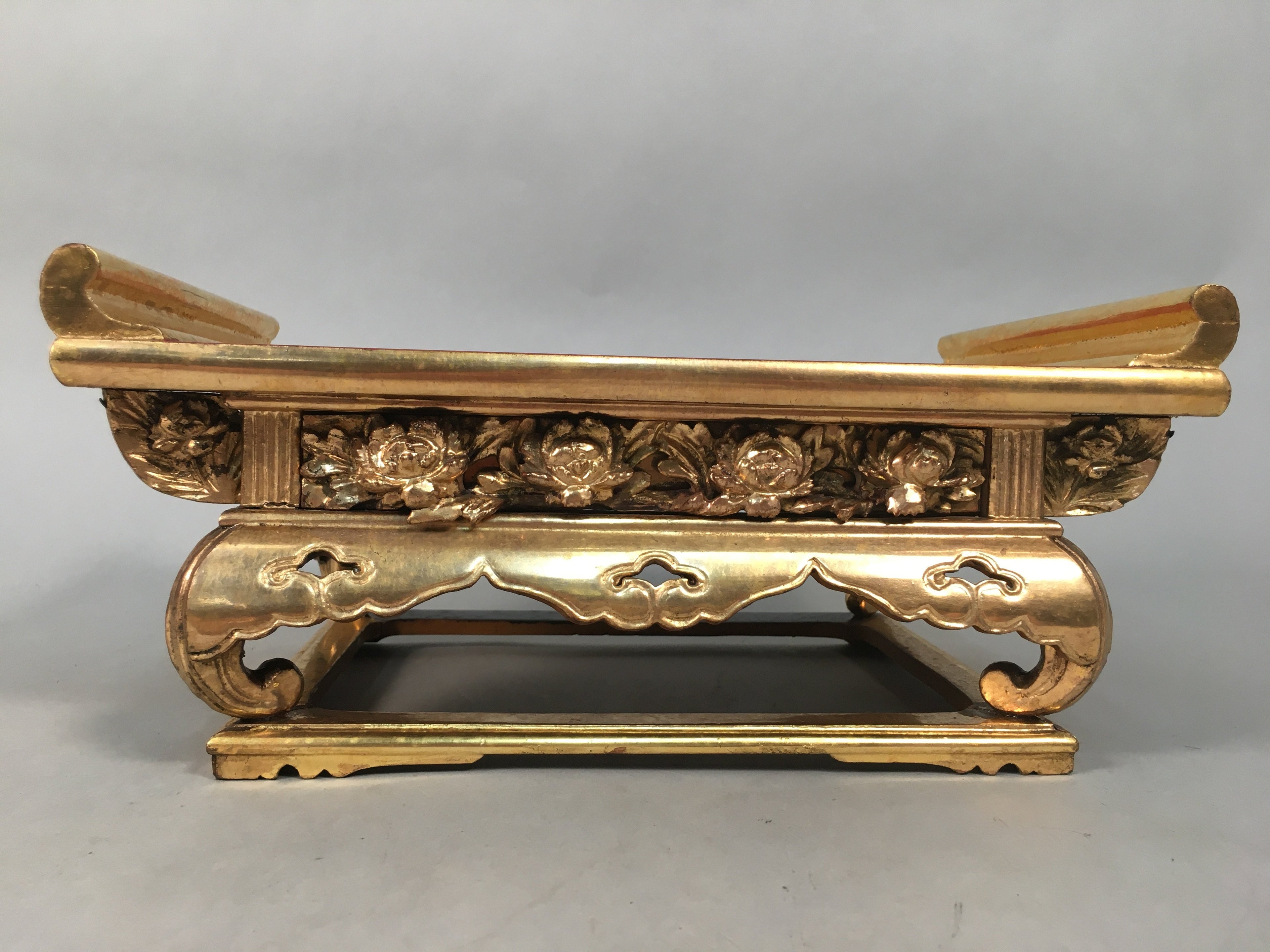 Japanese Buddhist Altar Fitting Vtg Wood Lacquer Offering Table Kyozukue BU316