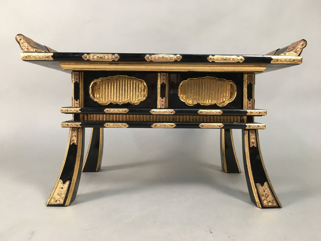 Japanese Buddhist Altar Fitting Vtg Wood Lacquer Offering Table Kyozukue BU325