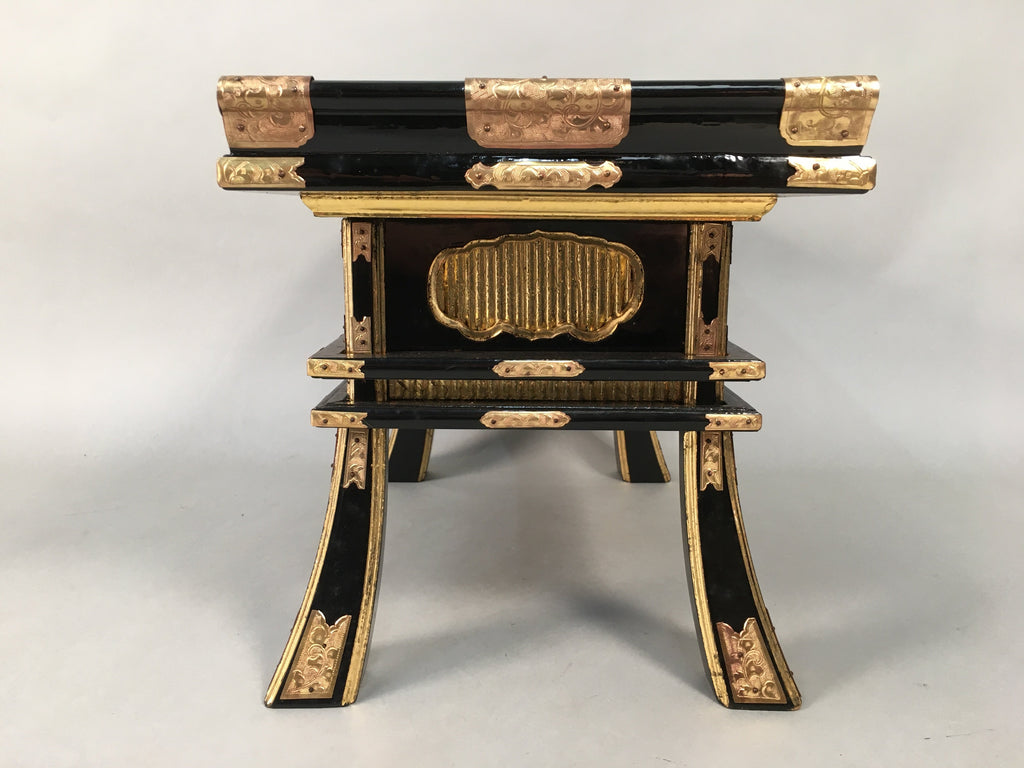 Japanese Buddhist Altar Fitting Vtg Wood Lacquer Offering Table Kyozukue BU325