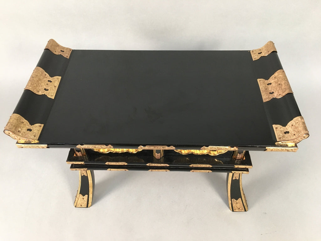 Japanese Buddhist Altar Fitting Vtg Wood Lacquer Offering Table Kyozukue BU325