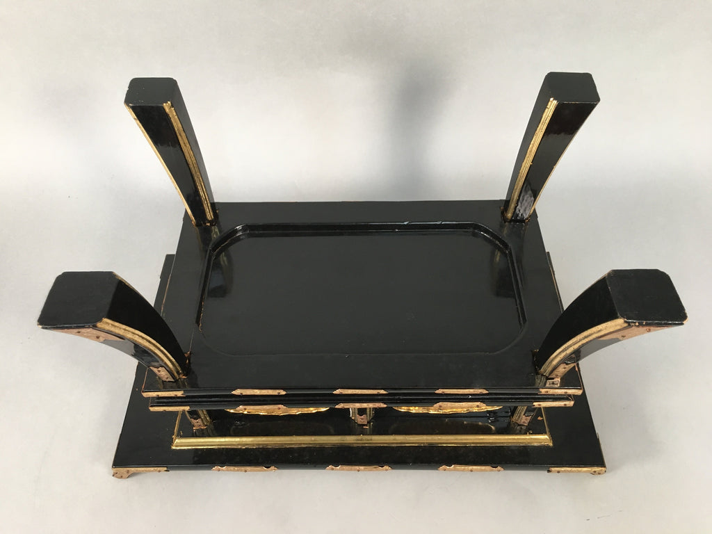 Japanese Buddhist Altar Fitting Vtg Wood Lacquer Offering Table Kyozukue BU325