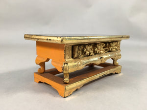 Japanese Buddhist Altar Fitting Vtg Wood Lacquer Offering Table Kyozukue BU345