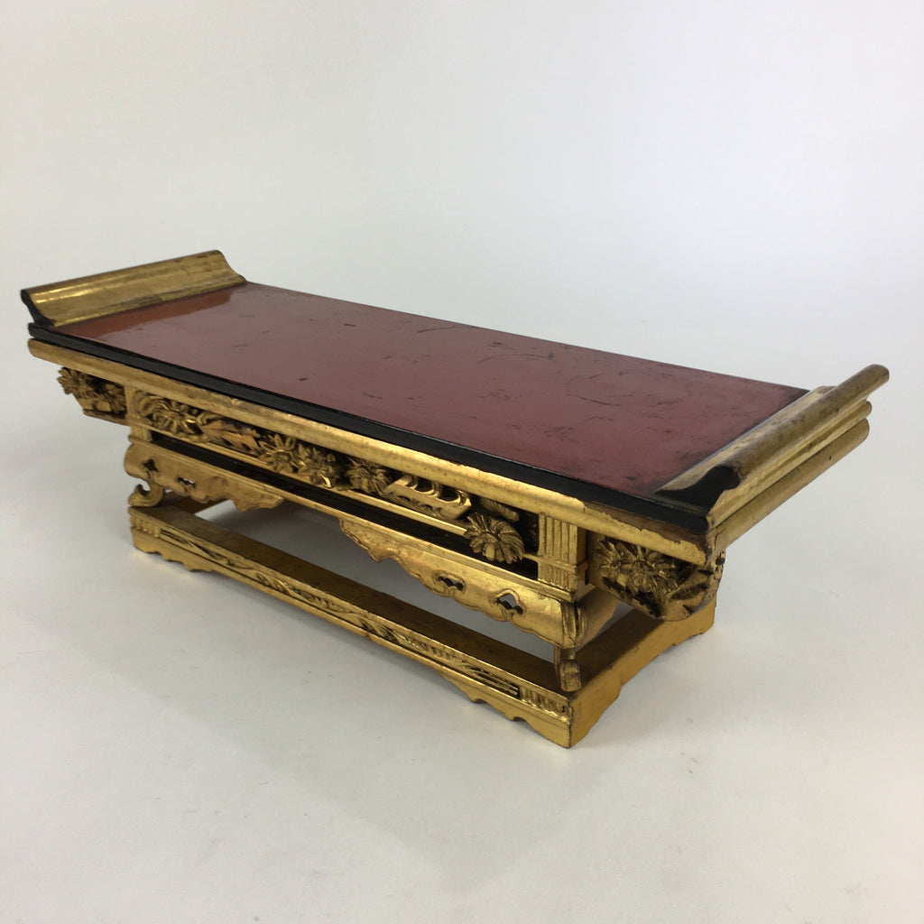 Japanese Buddhist Altar Fitting Vtg Wood Lacquer Offering Table Maejyoku BU695