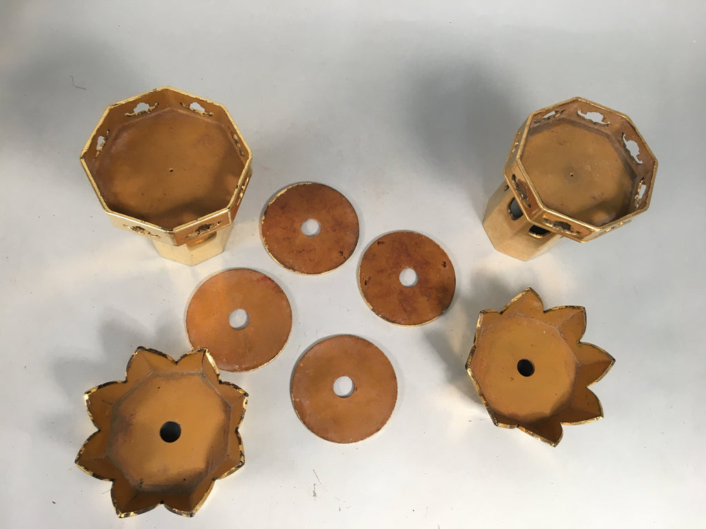 Japanese Buddhist Altar Fitting Wood Lacquer Offering Stand Vtg Butsugu BU302