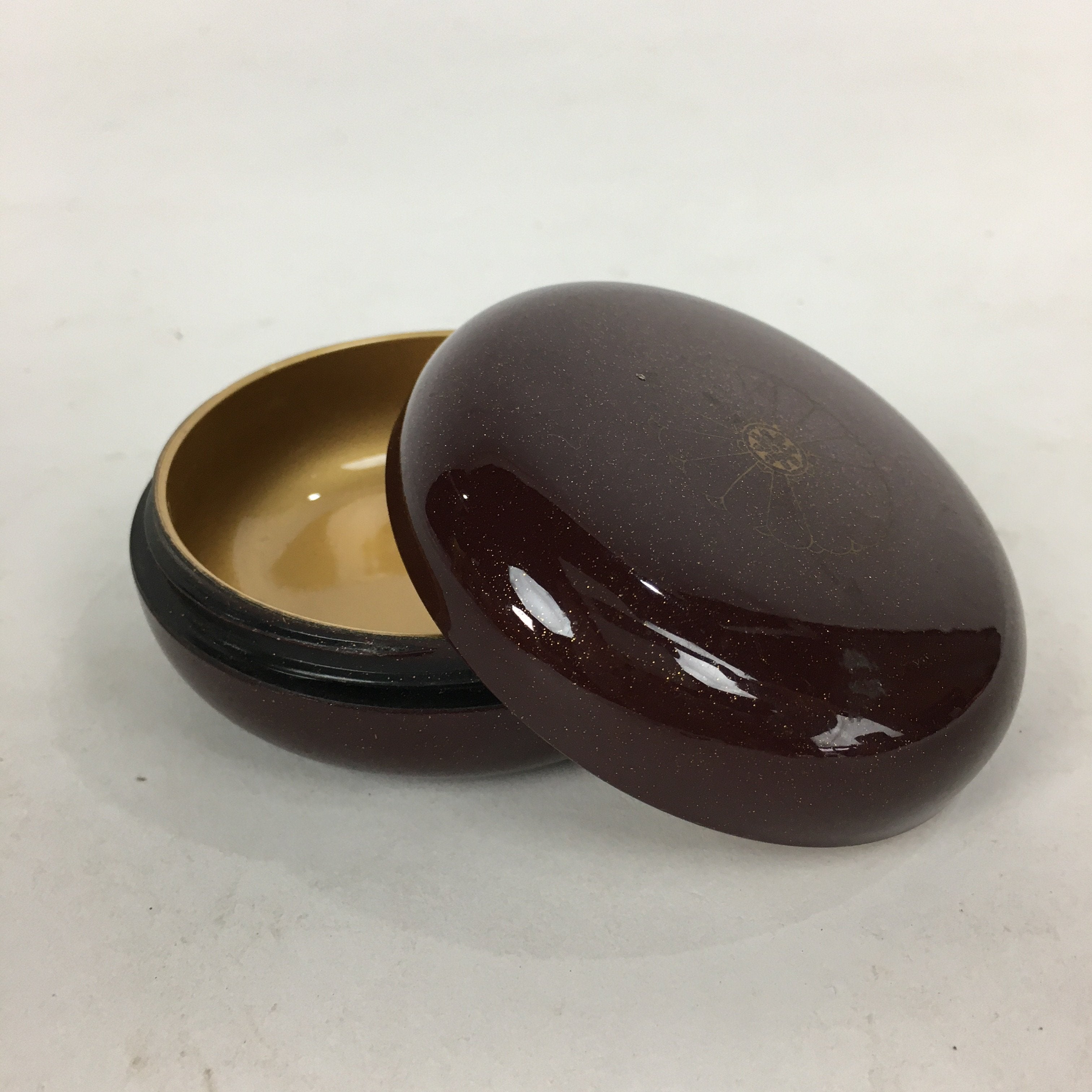 Japanese Buddhist Altar Fitting Wooden Incense Container Vtg Round Kogo BU568