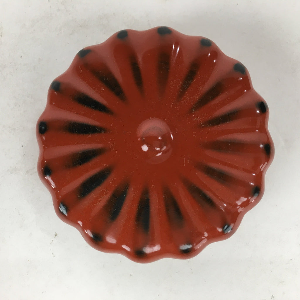 Japanese Buddhist Altar Fitting Wooden Incense Container Vtg Round Kogo Red BU54