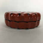 Japanese Buddhist Altar Fitting Wooden Incense Container Vtg Round Kogo Red BU54