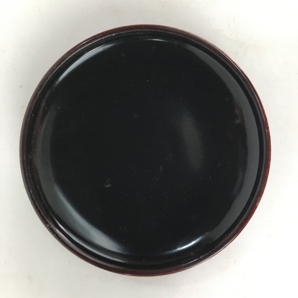 Japanese Buddhist Altar Fitting Wooden Incense Container Vtg Round Kogo Red BU54
