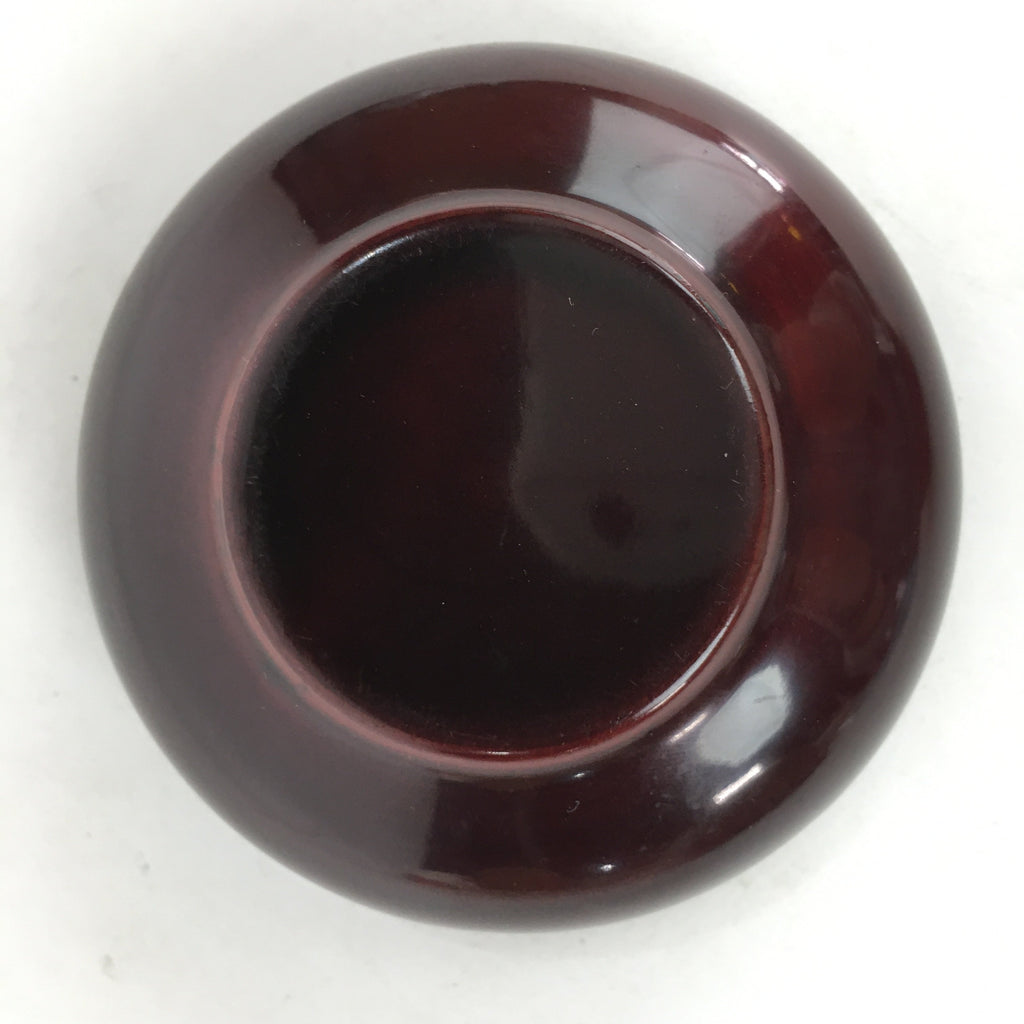 Japanese Buddhist Altar Fitting Wooden Incense Container Vtg Round Kogo Red BU54
