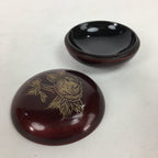Japanese Buddhist Altar Fitting Wooden Incense Container Vtg Round Kogo Red BU54