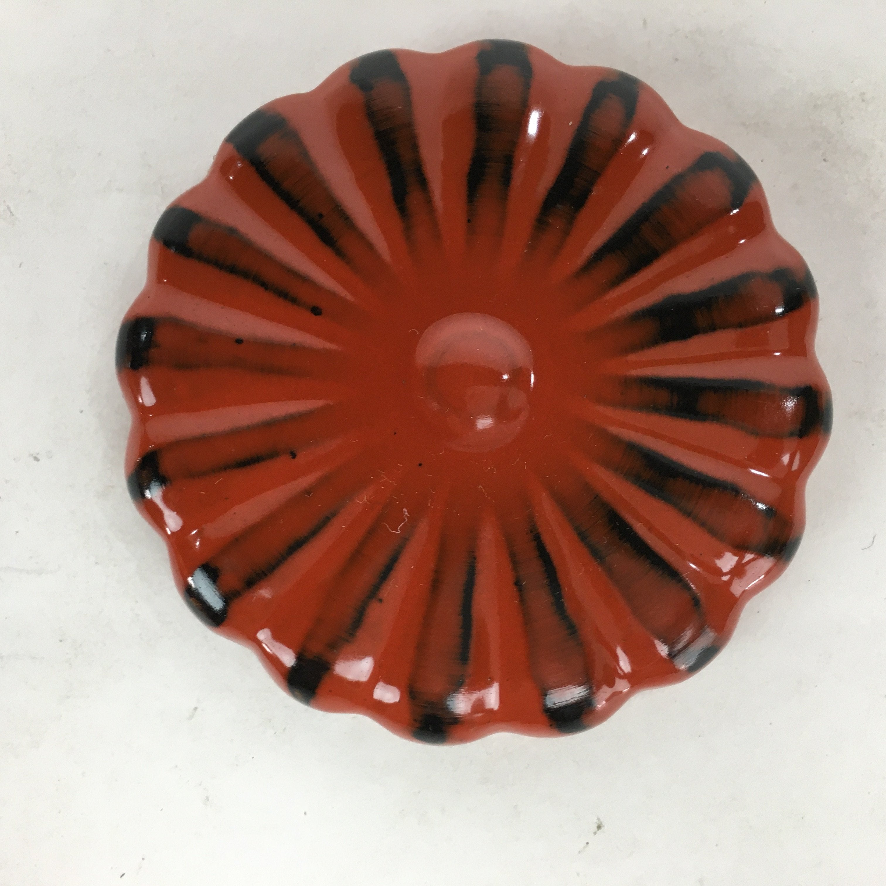 Japanese Buddhist Altar Fitting Wooden Incense Container Vtg Round Kogo Red BU54