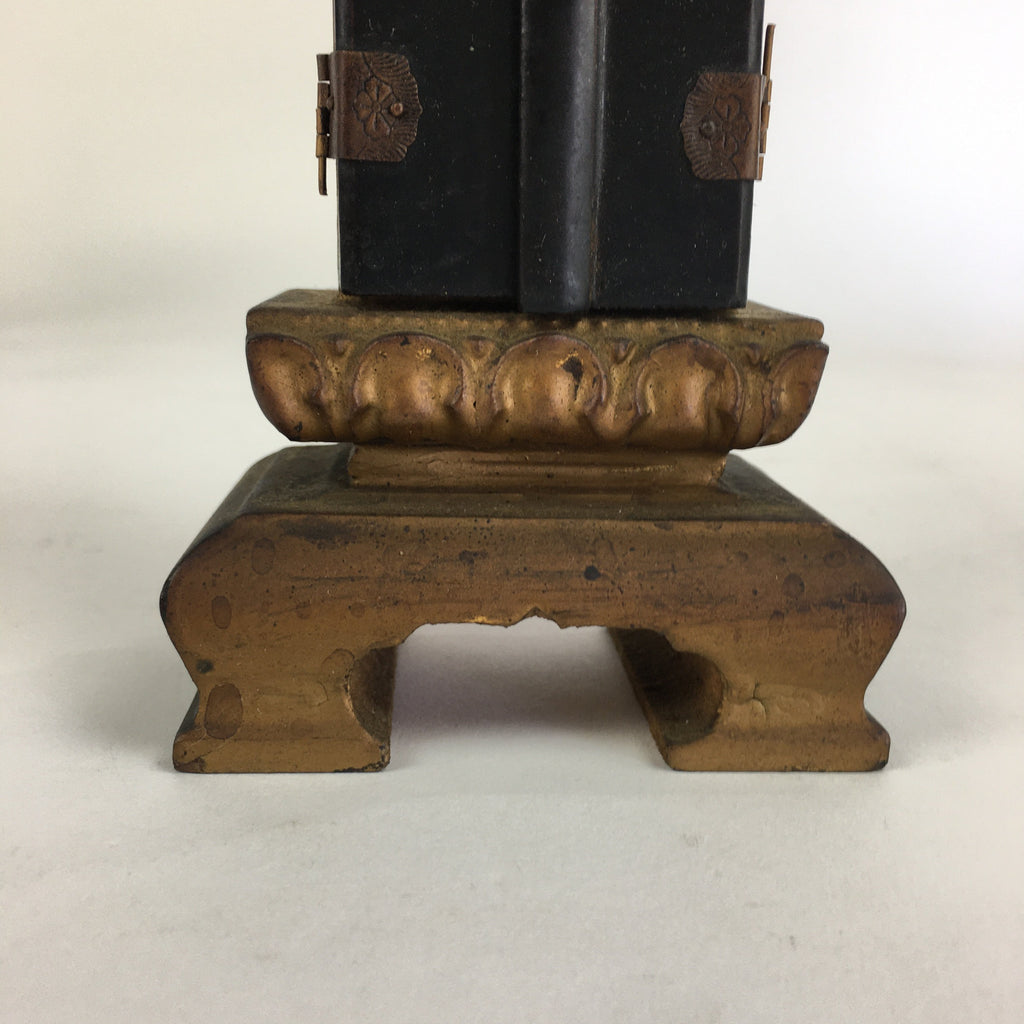 Japanese Buddhist Altar Spiritual Tablet Vtg Wood Lacquer Ihai Double Doors BU51