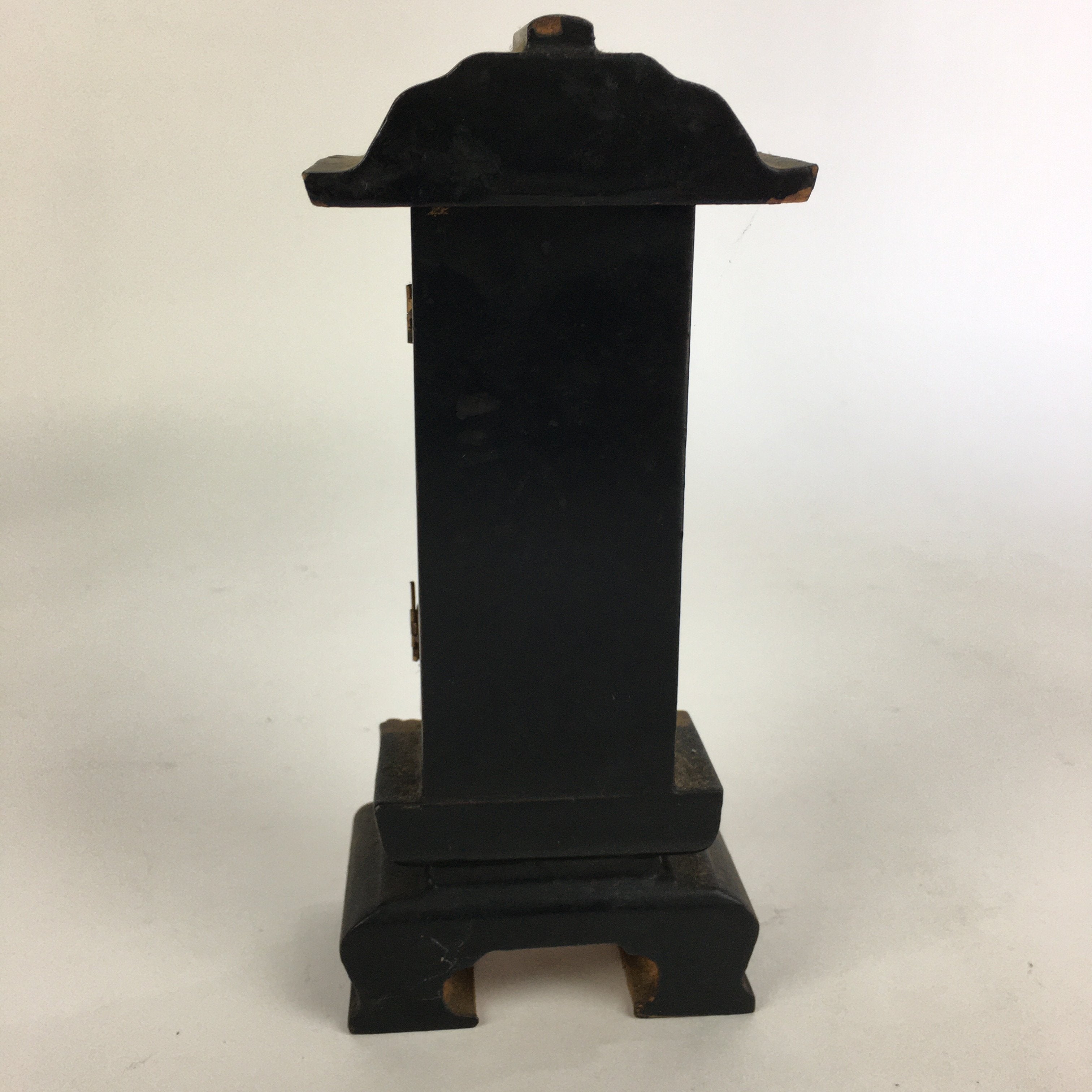 Japanese Buddhist Altar Spiritual Tablet Vtg Wood Lacquer Ihai Double Doors BU51