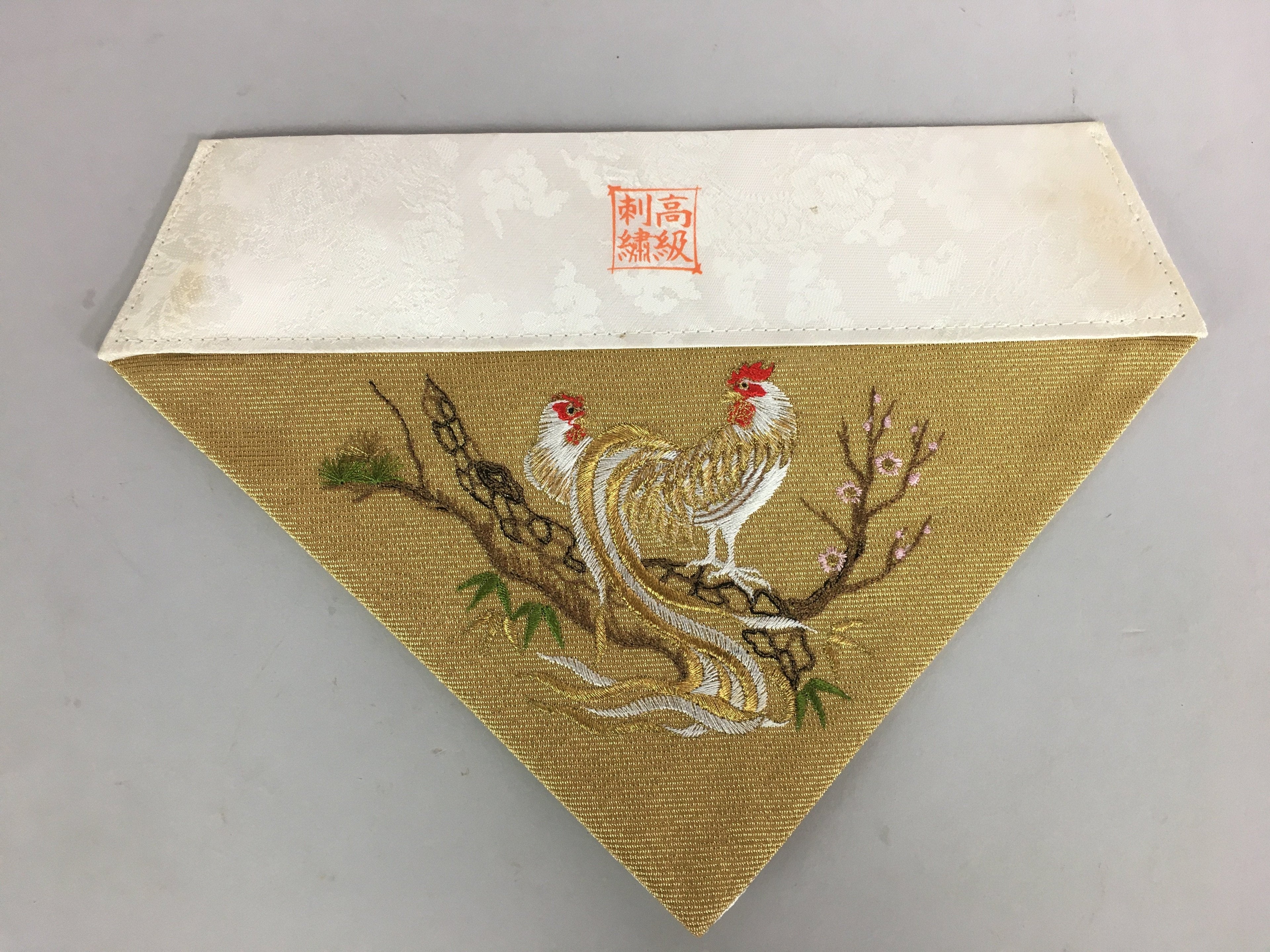 Japanese Buddhist Altar Table Cloth 27.5cm Uchishiki Gold Chicken Kyozukue BU406