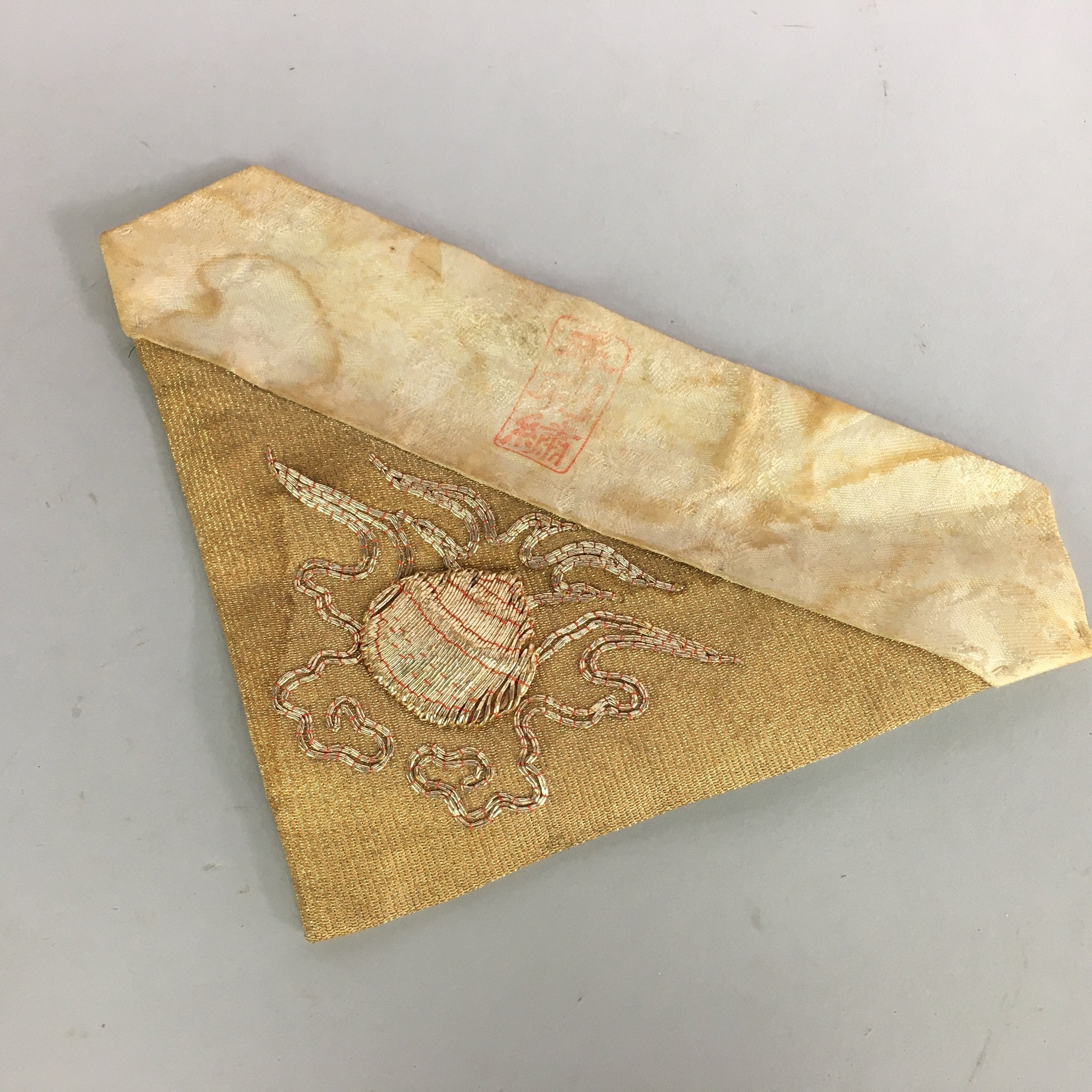 Japanese Buddhist Altar Table Cloth Vtg 23cm Uchishiki Gold Shell Kyozukue BU411