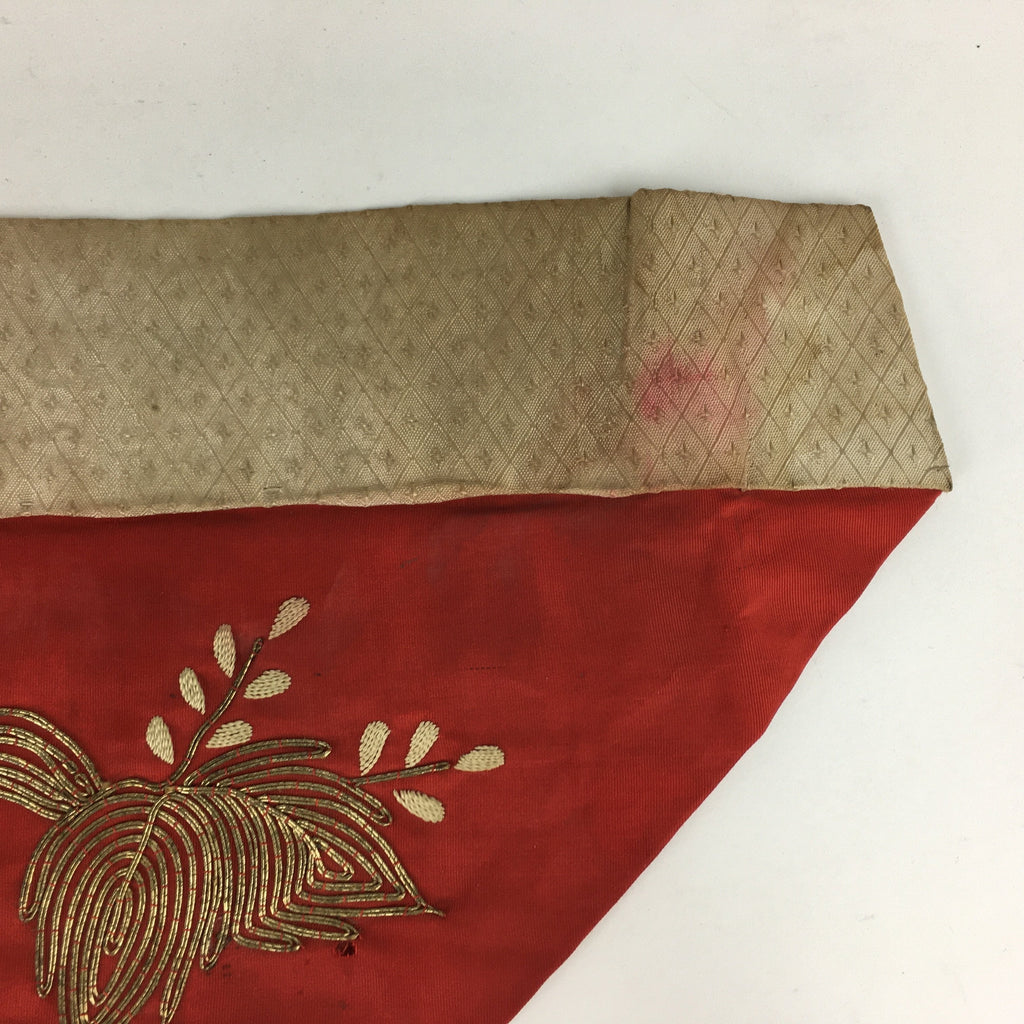 Japanese Buddhist Altar Table Cloth Vtg 30cm Uchishiki Red Flower Kyozukue BU460